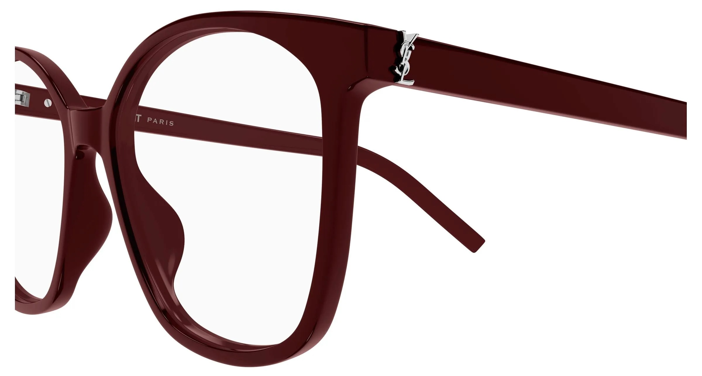 SAINT LAURENT SL M162 006 Montature da vista Acetato Bordeaux Trasparente Rotonda Antiriflesso - immagine 3