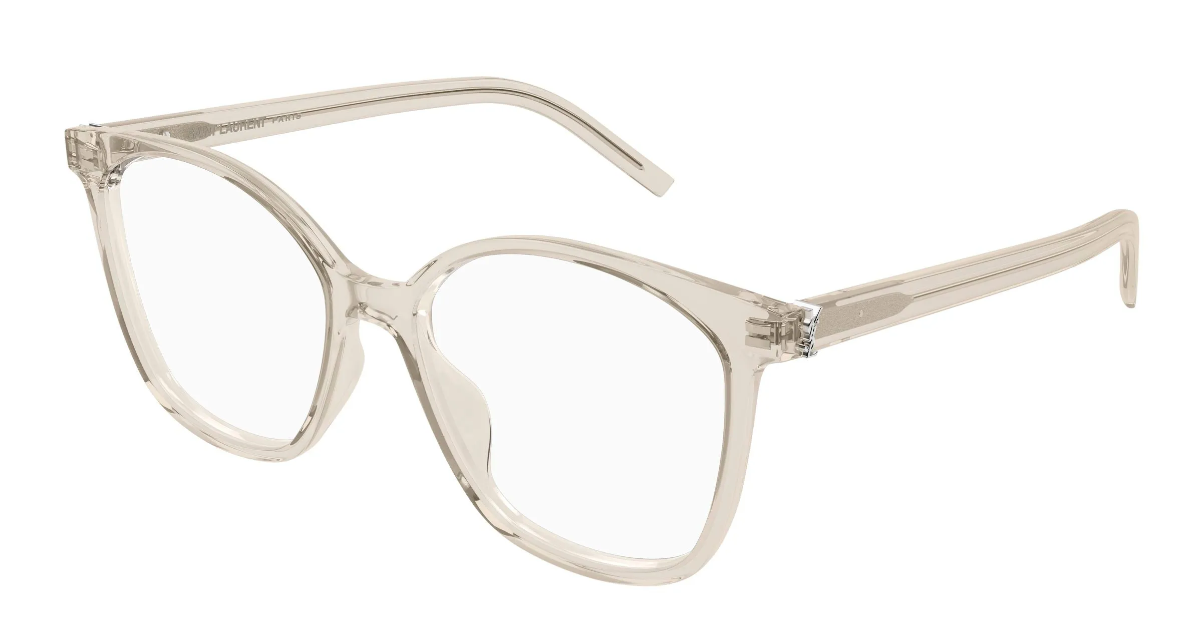 SAINT LAURENT SL M162 004 Montature da vista Acetato Beige Trasparente Rotonda Antiriflesso - immagine 1
