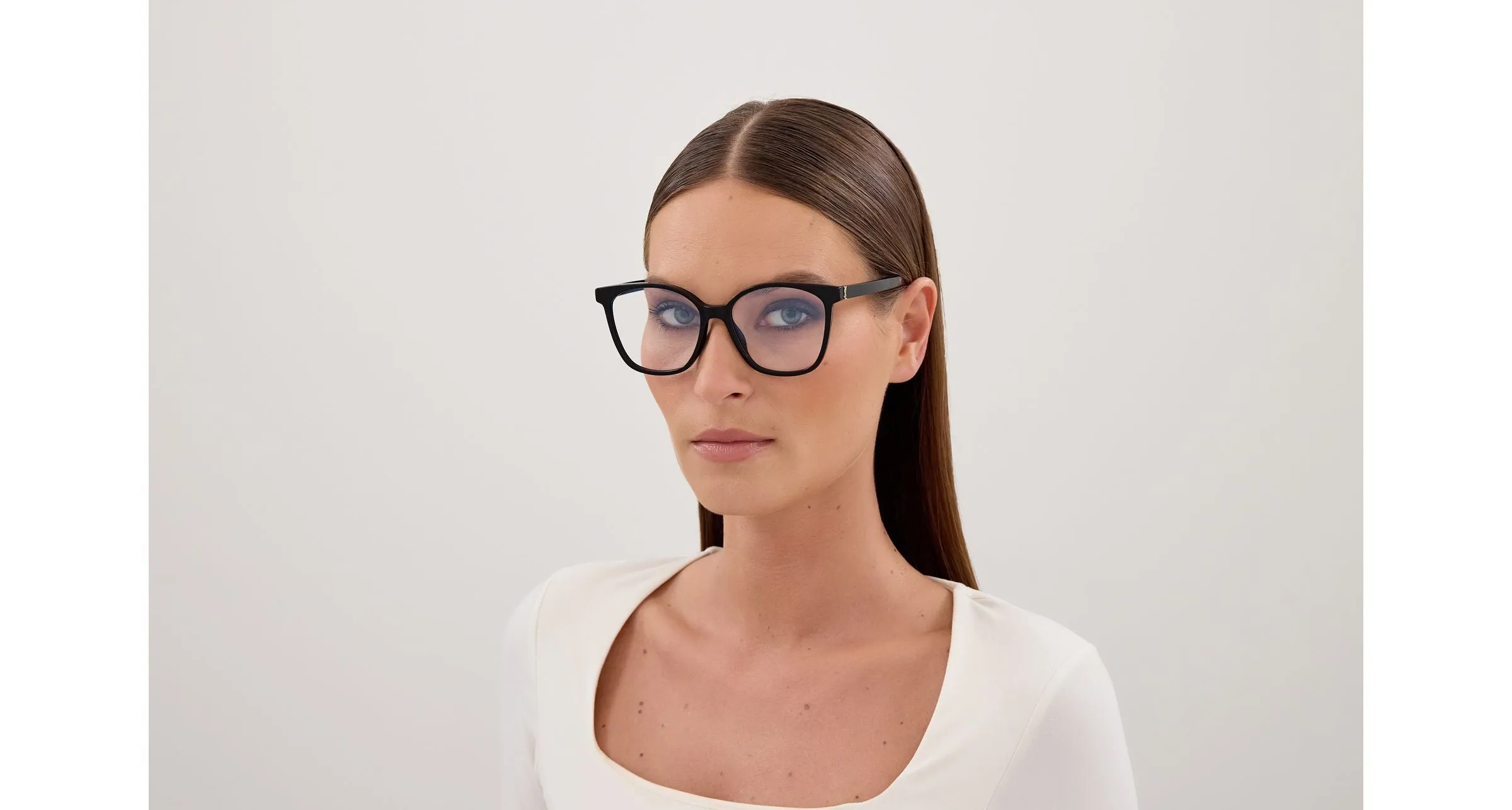 SAINT LAURENT SL M162 001 Montature da vista Acetato Nero Trasparente Rotonda Antiriflesso - immagine 4