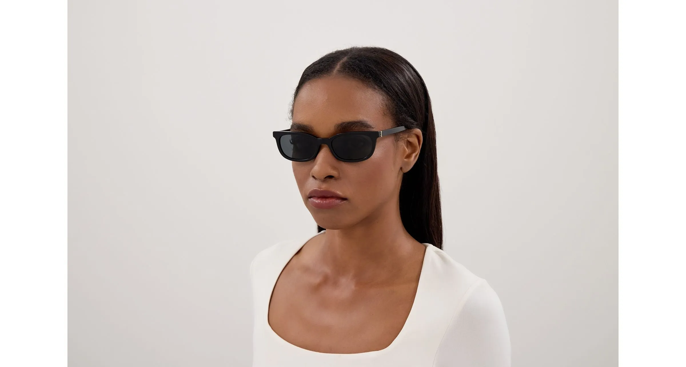 SAINT LAURENT SL M160 001 Occhiali da sole Acetato Nero Nero Cat Eye - immagine 4