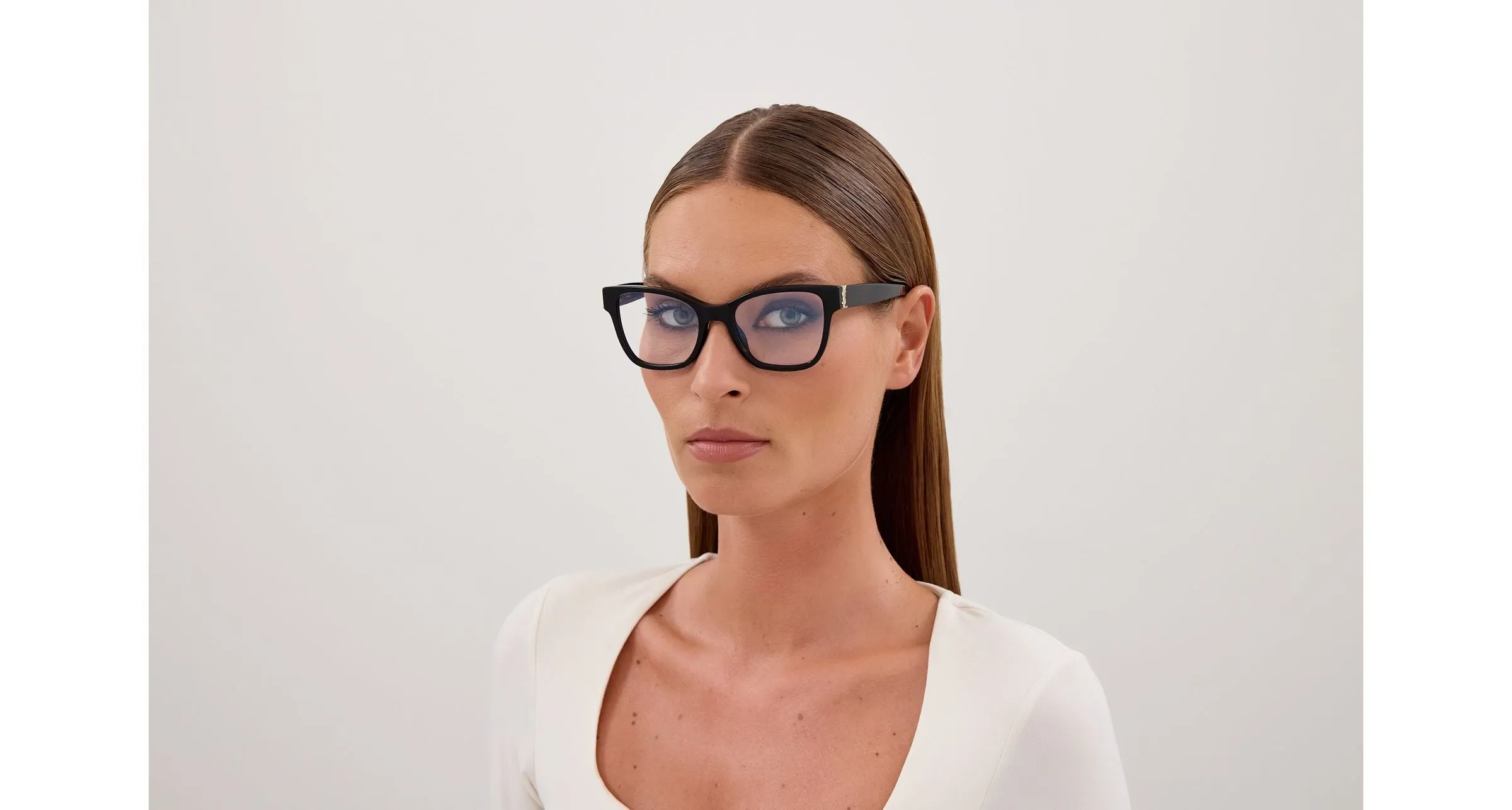 SAINT LAURENT SL M158 001 Montature da vista Acetato Nero Trasparente Cat Eye Antiriflesso - immagine 4