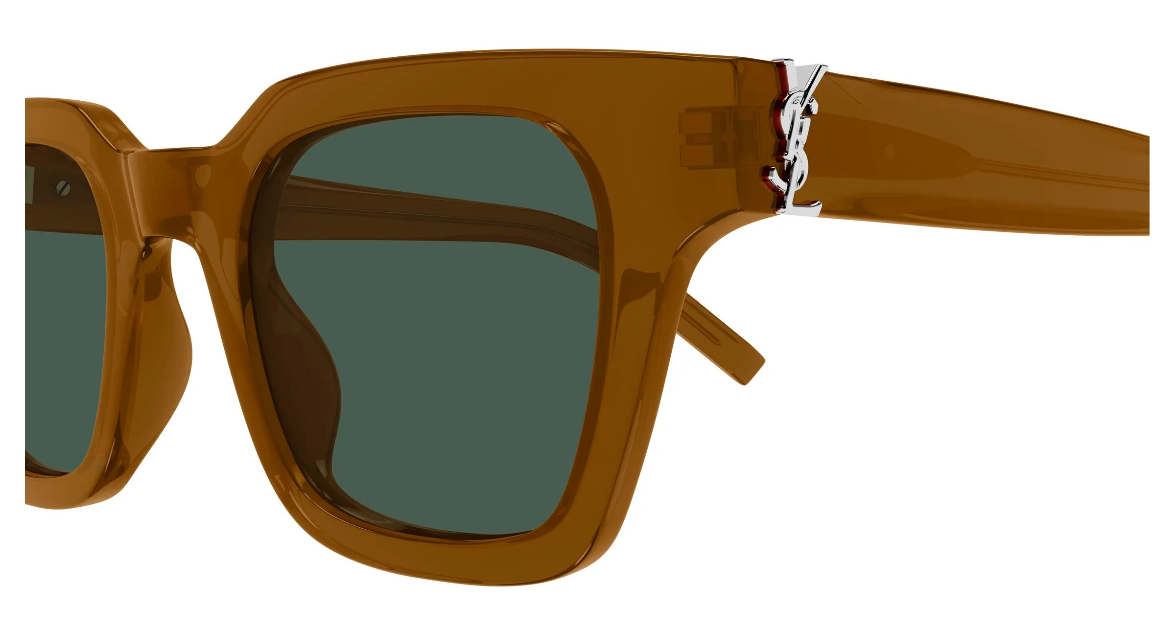 SAINT LAURENT SL M157 005 Occhiali da sole Acetato Marrone Verde Squadrata - immagine 3