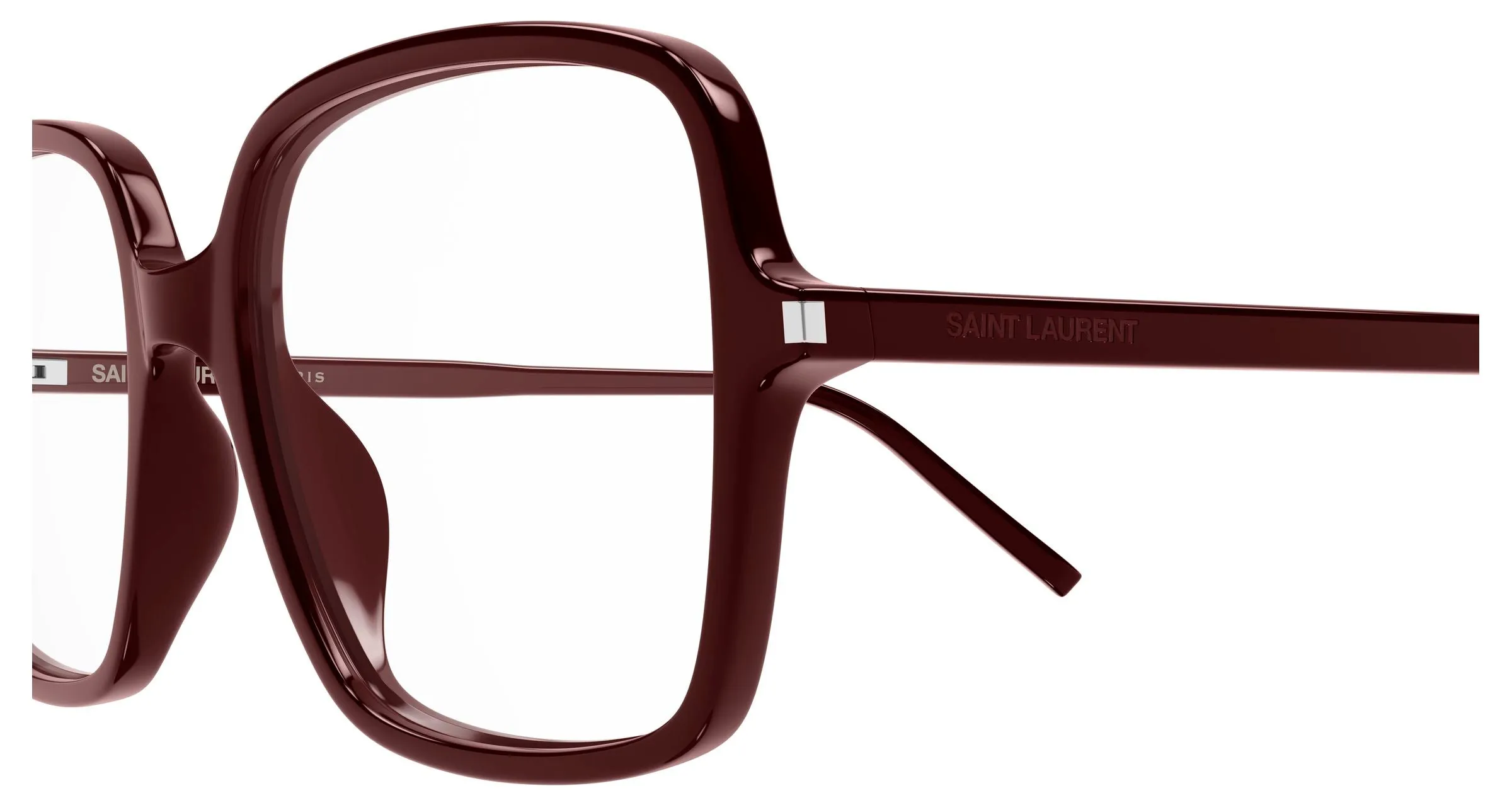 SAINT LAURENT SL 892 005 Montature da vista Acetato Bordeaux Trasparente Squadrata Antiriflesso - immagine 3