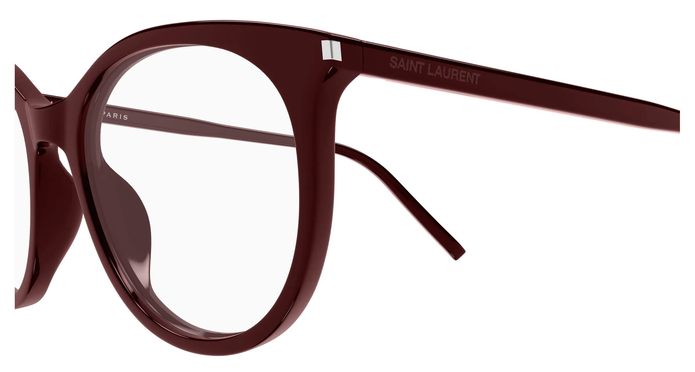 SAINT LAURENT SL 891 005 Montature da vista Acetato Bordeaux Trasparente Cat Eye Antiriflesso - immagine 3
