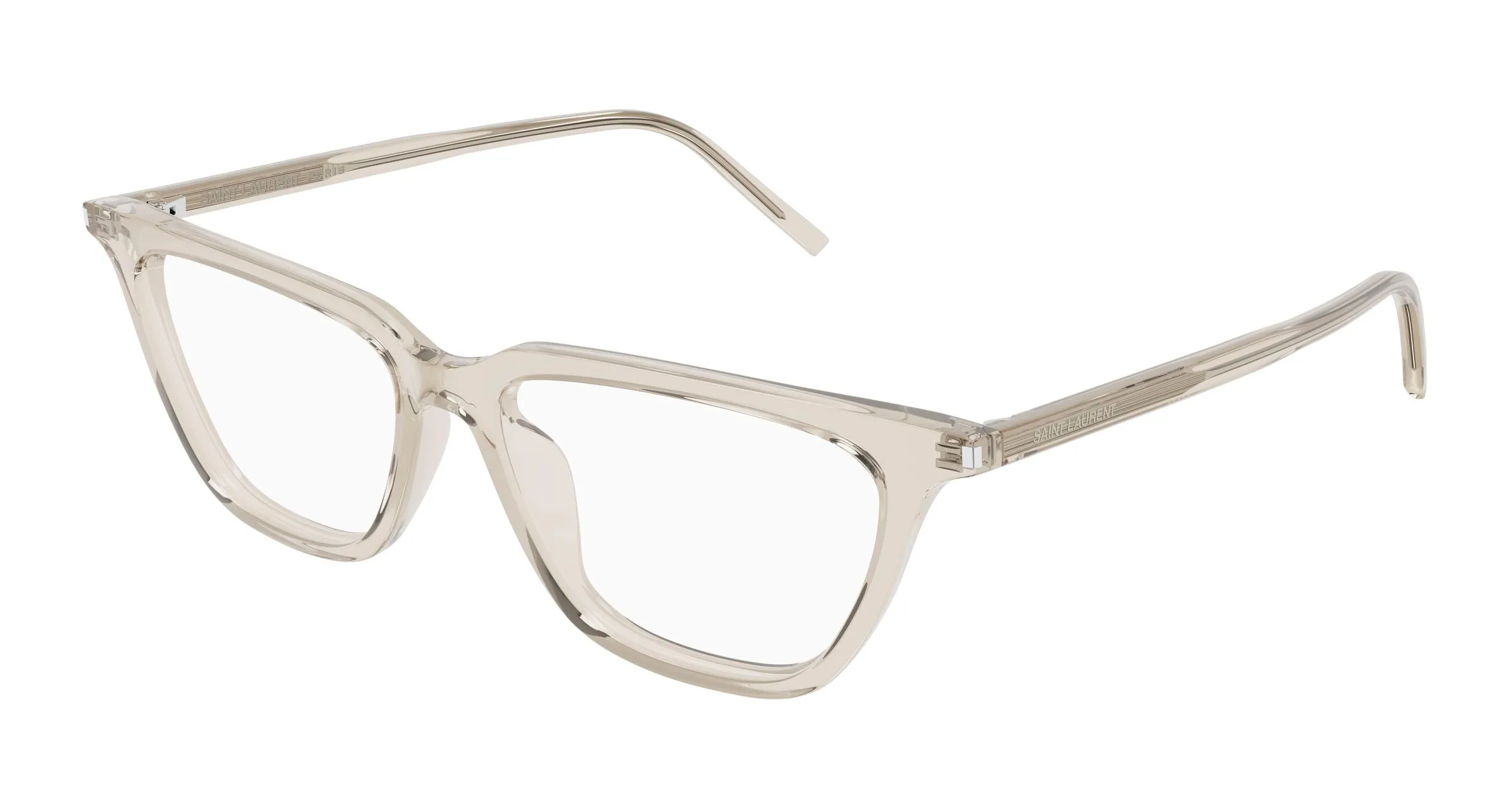 SAINT LAURENT SL 889 SULPICE THIN OPT 004 Montature da vista Acetato Beige Trasparente Cat Eye Antiriflesso - immagine 1
