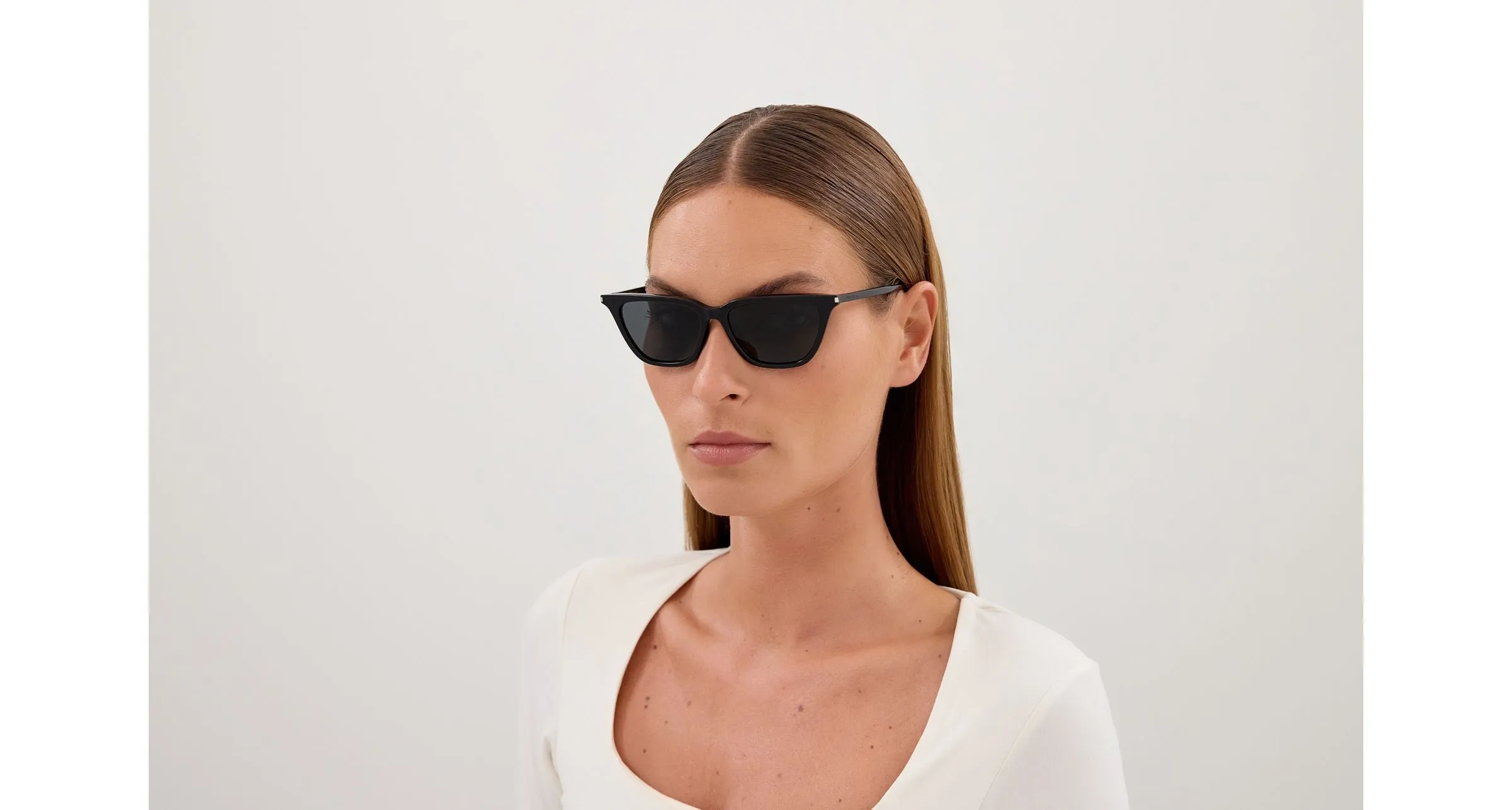 SAINT LAURENT SL 889 SULPICE THIN 001 Occhiali da sole Acetato Nero Nero Cat Eye - immagine 4