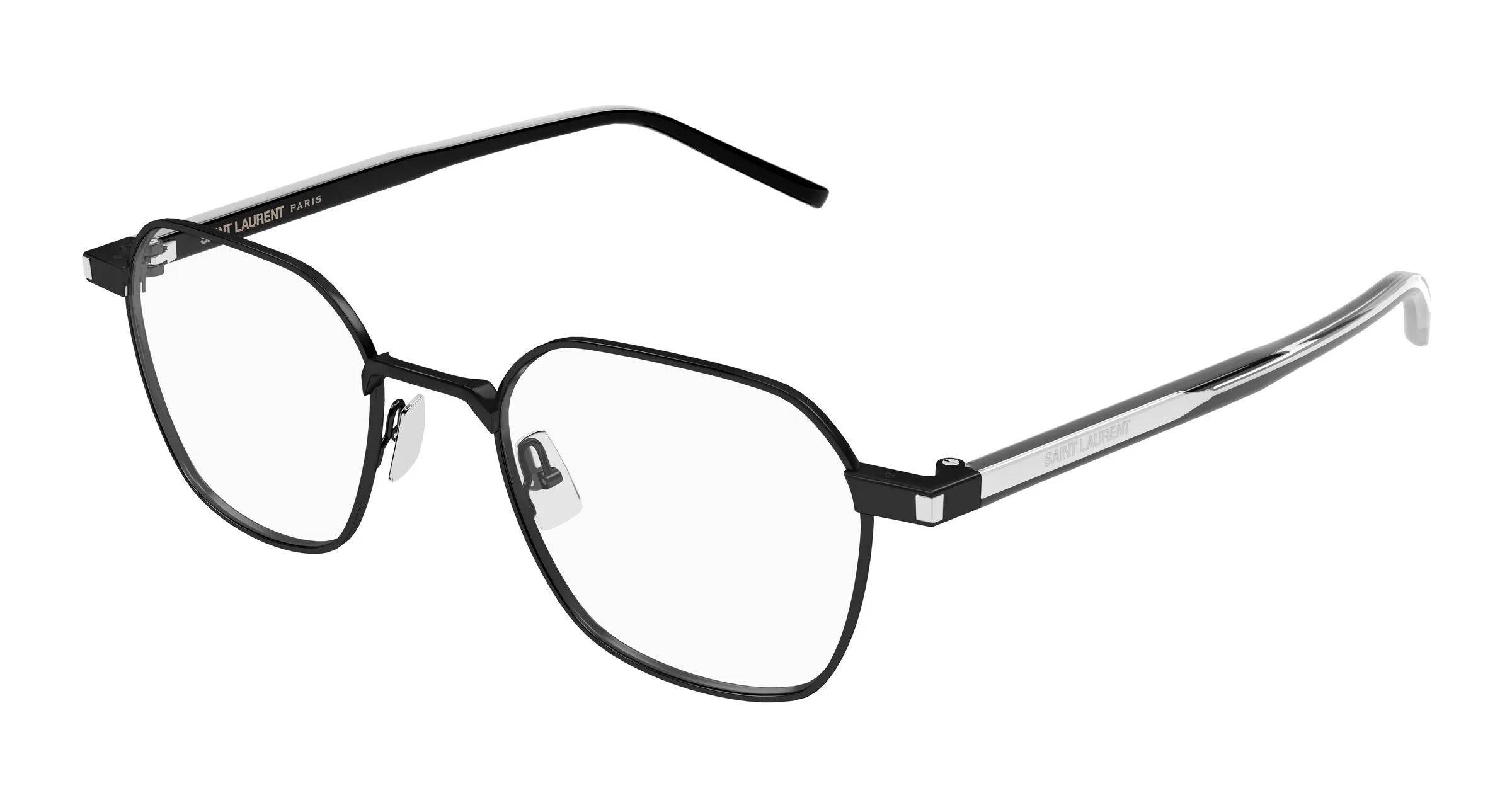 SAINT LAURENT SL 883 004 Montature da vista Metallo Nero Trasparente Rotonda Antiriflesso - immagine 1