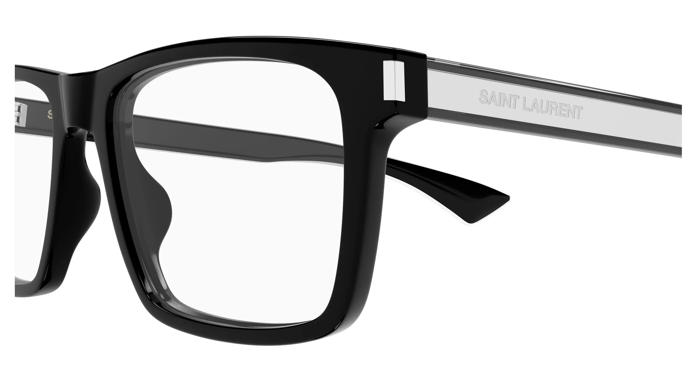 SAINT LAURENT SL 882 006 Montature da vista Acetato Nero Trasparente Squadrata Antiriflesso - immagine 3
