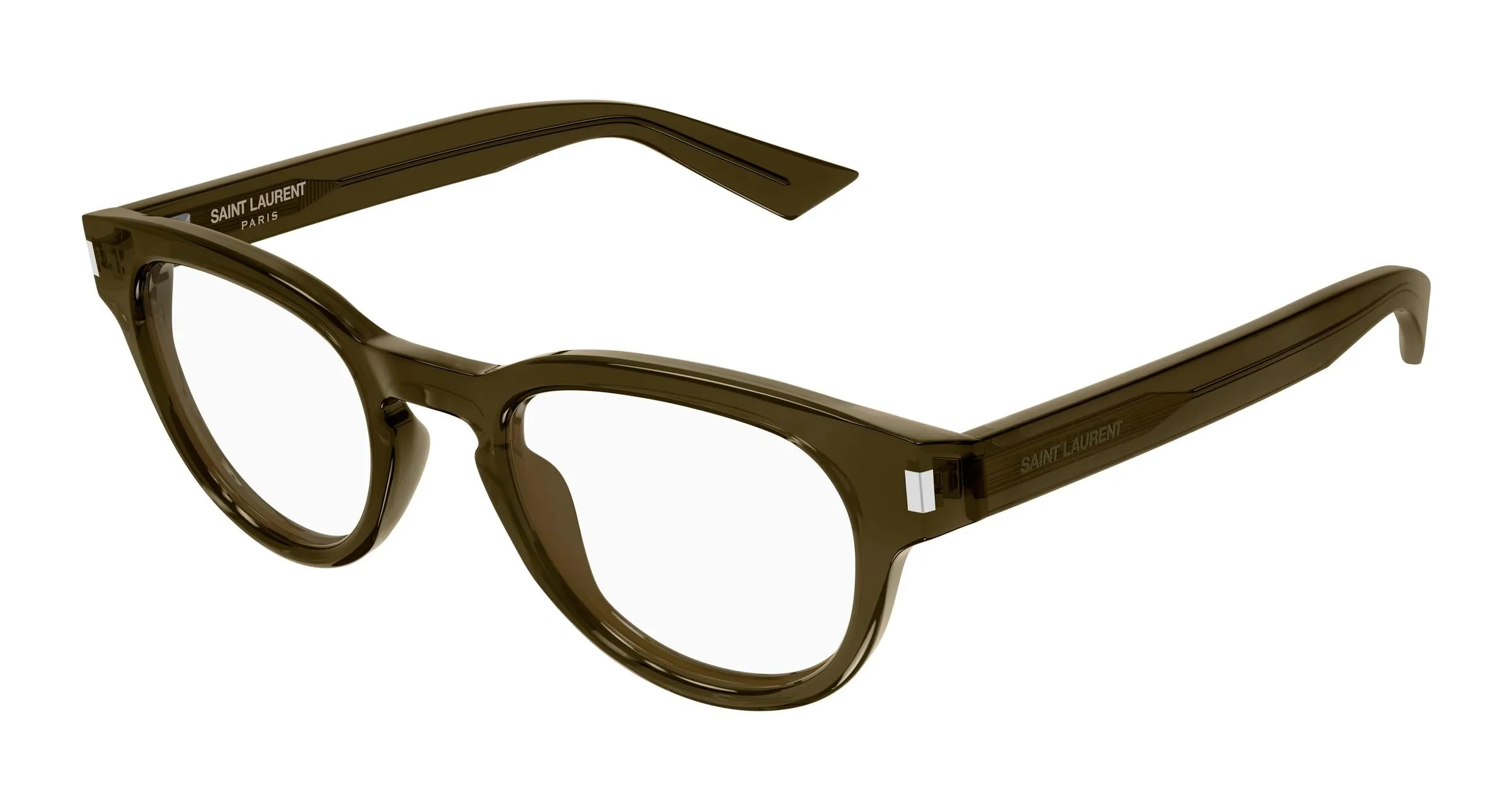 SAINT LAURENT SL 876 OPT 005 Montature da vista Acetato Marrone Trasparente Rotonda Antiriflesso - immagine 1