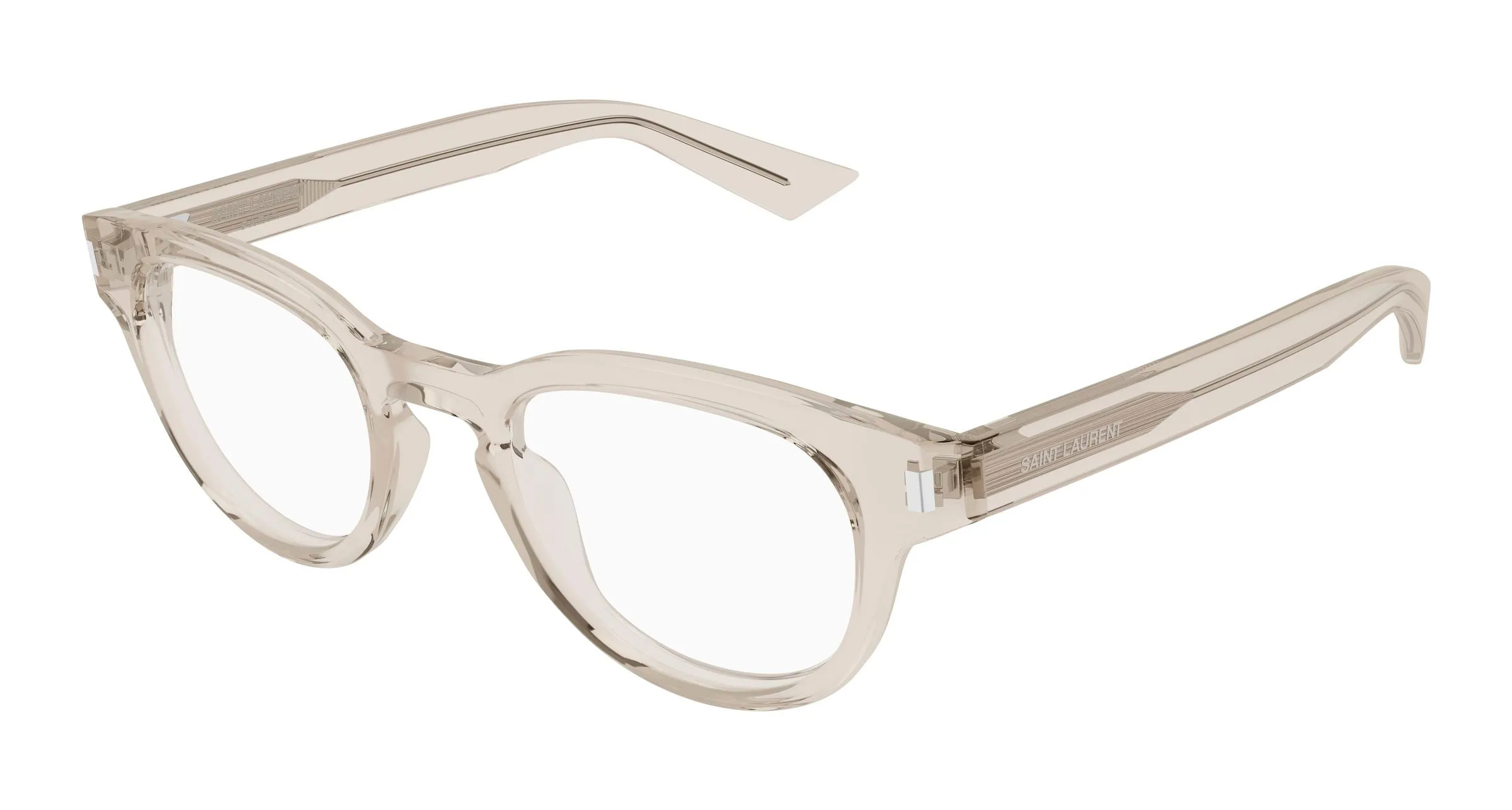 SAINT LAURENT SL 876 OPT 004 Montature da vista Acetato Beige Trasparente Rotonda Antiriflesso - immagine 1