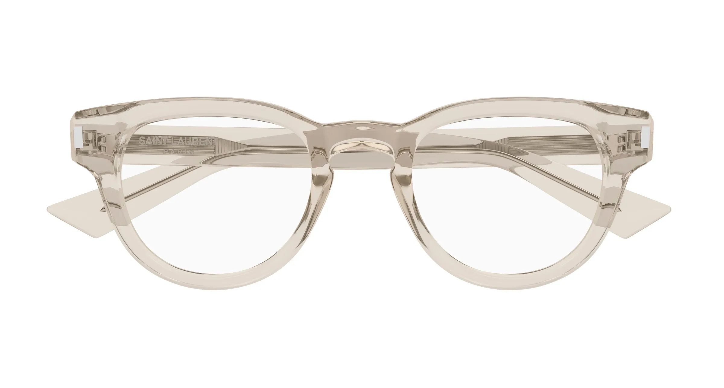SAINT LAURENT SL 876 OPT 004 Montature da vista Acetato Beige Trasparente Rotonda Antiriflesso - immagine 2