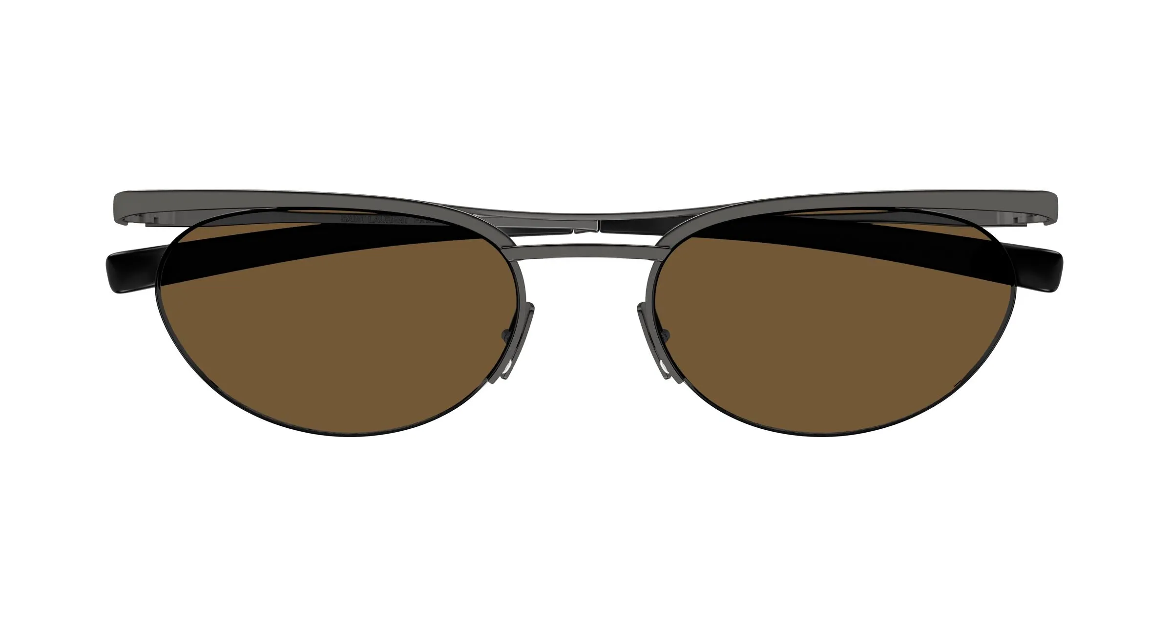 SAINT LAURENT SL 862 003 Occhiali da sole Metallo Rutenio Marrone Rotonda - immagine 2