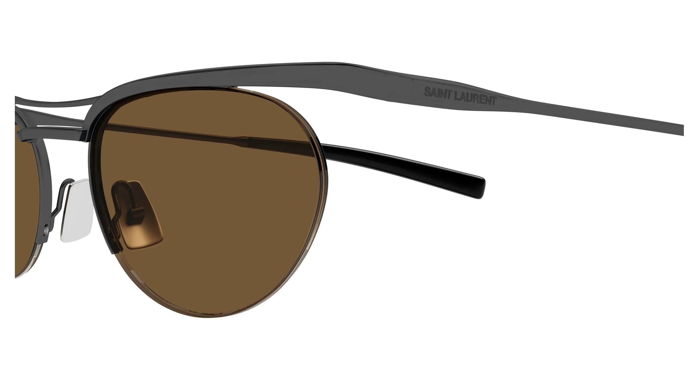 SAINT LAURENT SL 862 003 Occhiali da sole Metallo Rutenio Marrone Rotonda - immagine 3