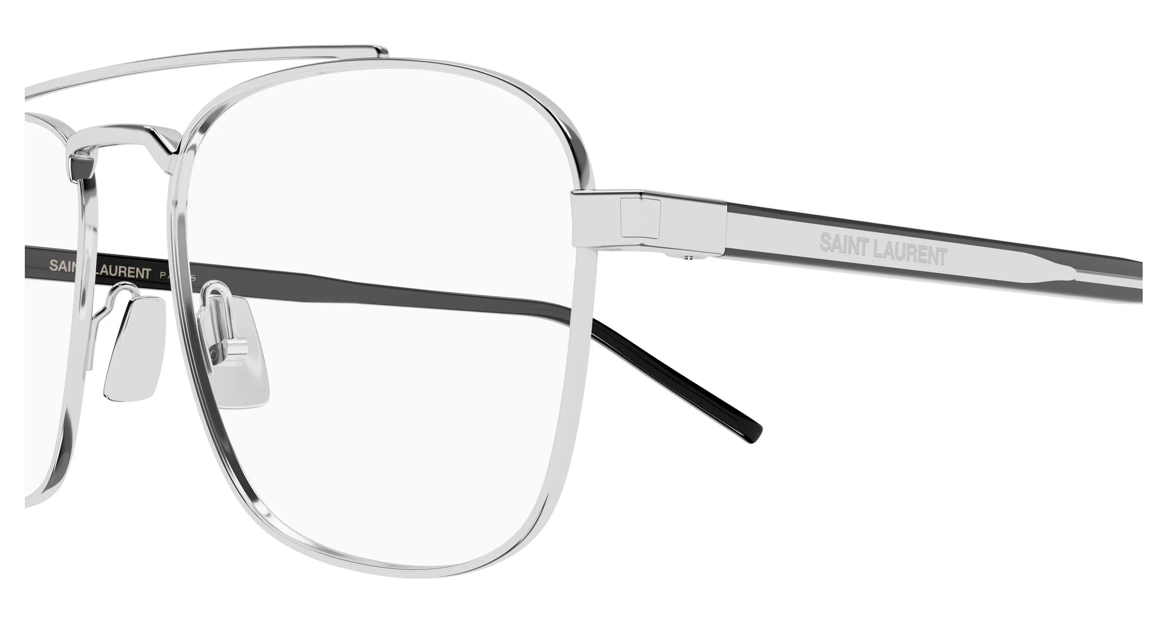 SAINT LAURENT SL 665 OPT 002 Montature da vista Metallo Argento Trasparente Pilot Antiriflesso - immagine 3