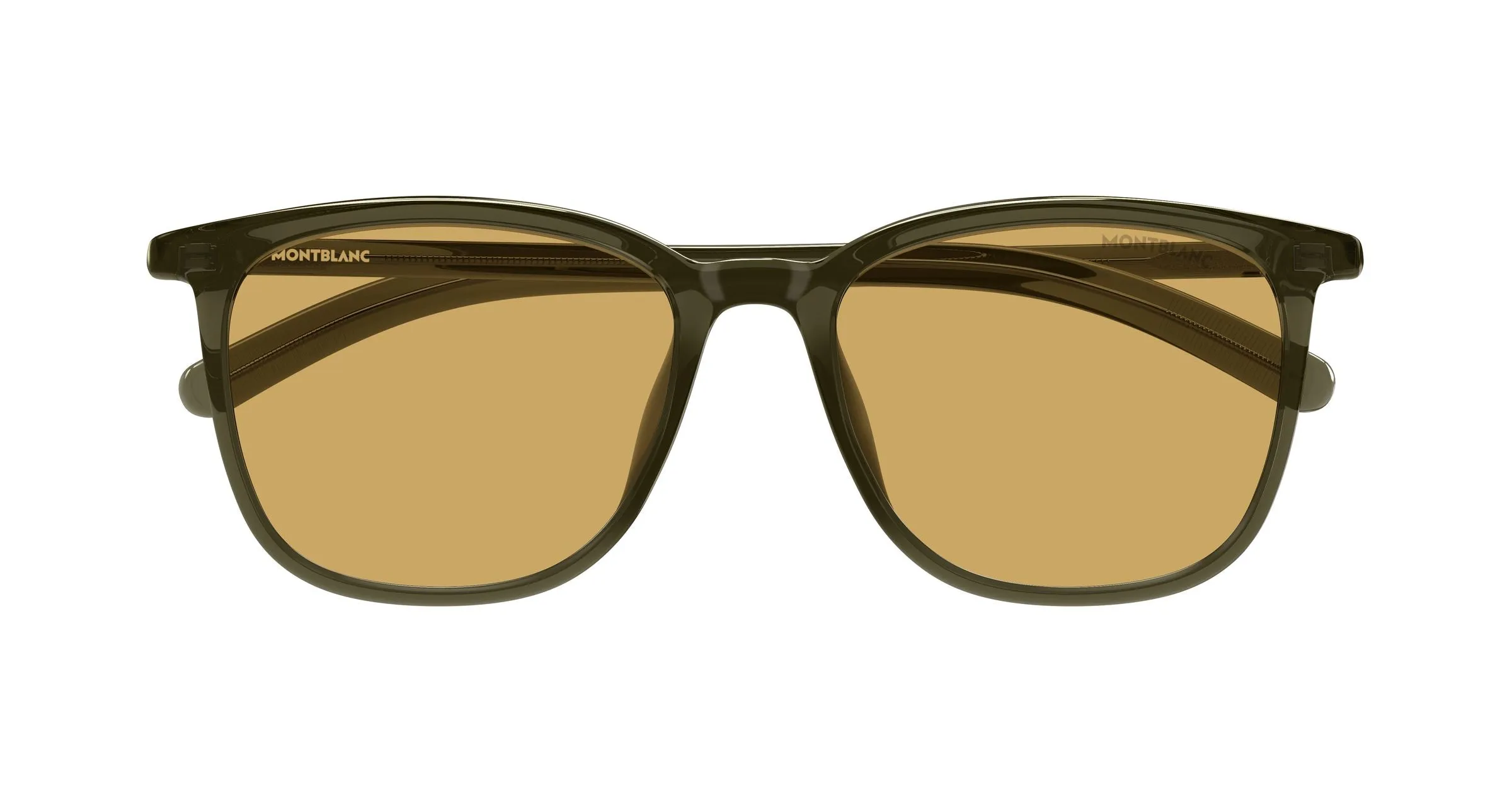 Montblanc MB0487SA 004 Occhiali da sole Verde Marrone Squadrata - immagine 2