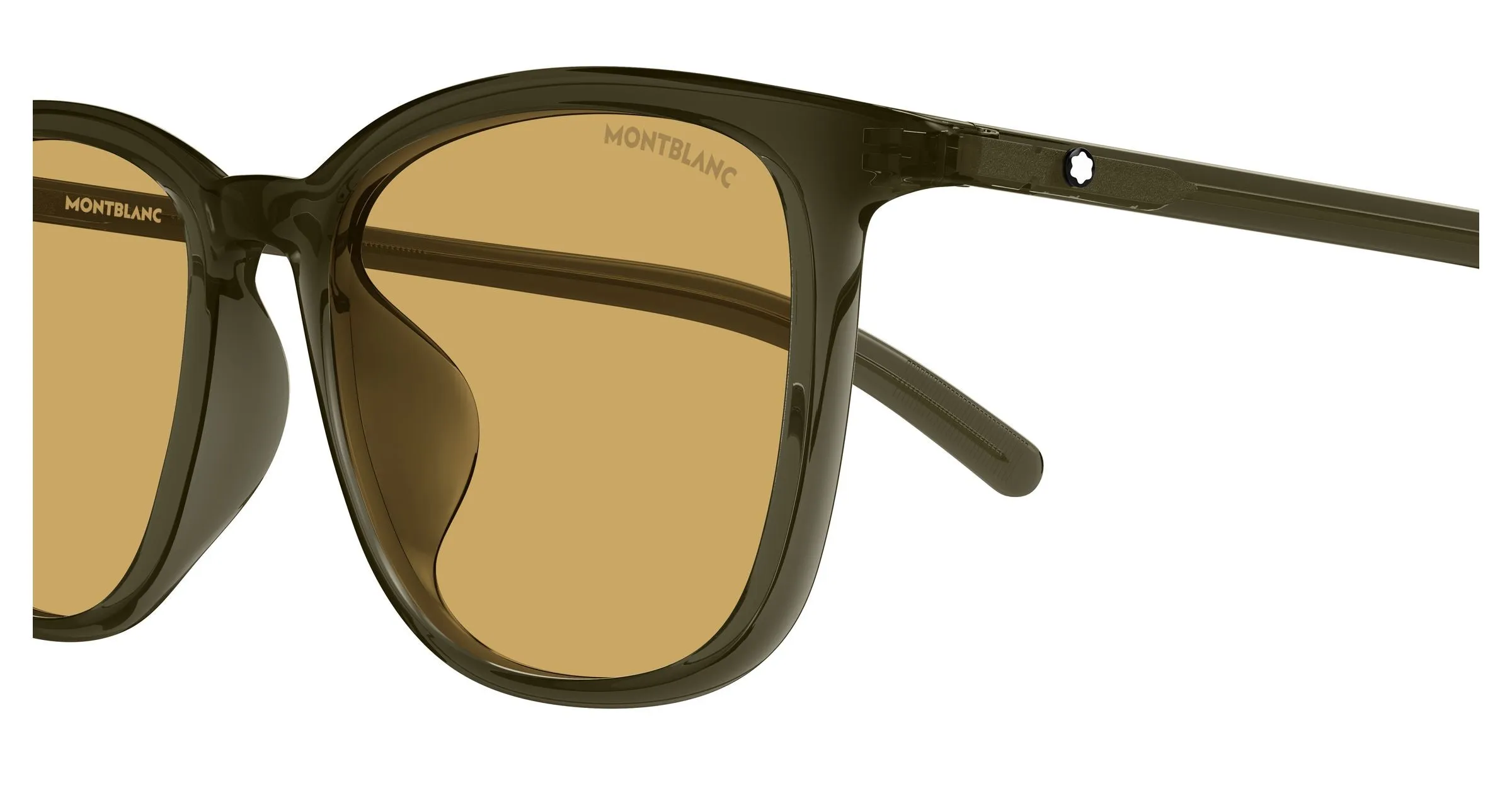 Montblanc MB0487SA 004 Occhiali da sole Verde Marrone Squadrata - immagine 3