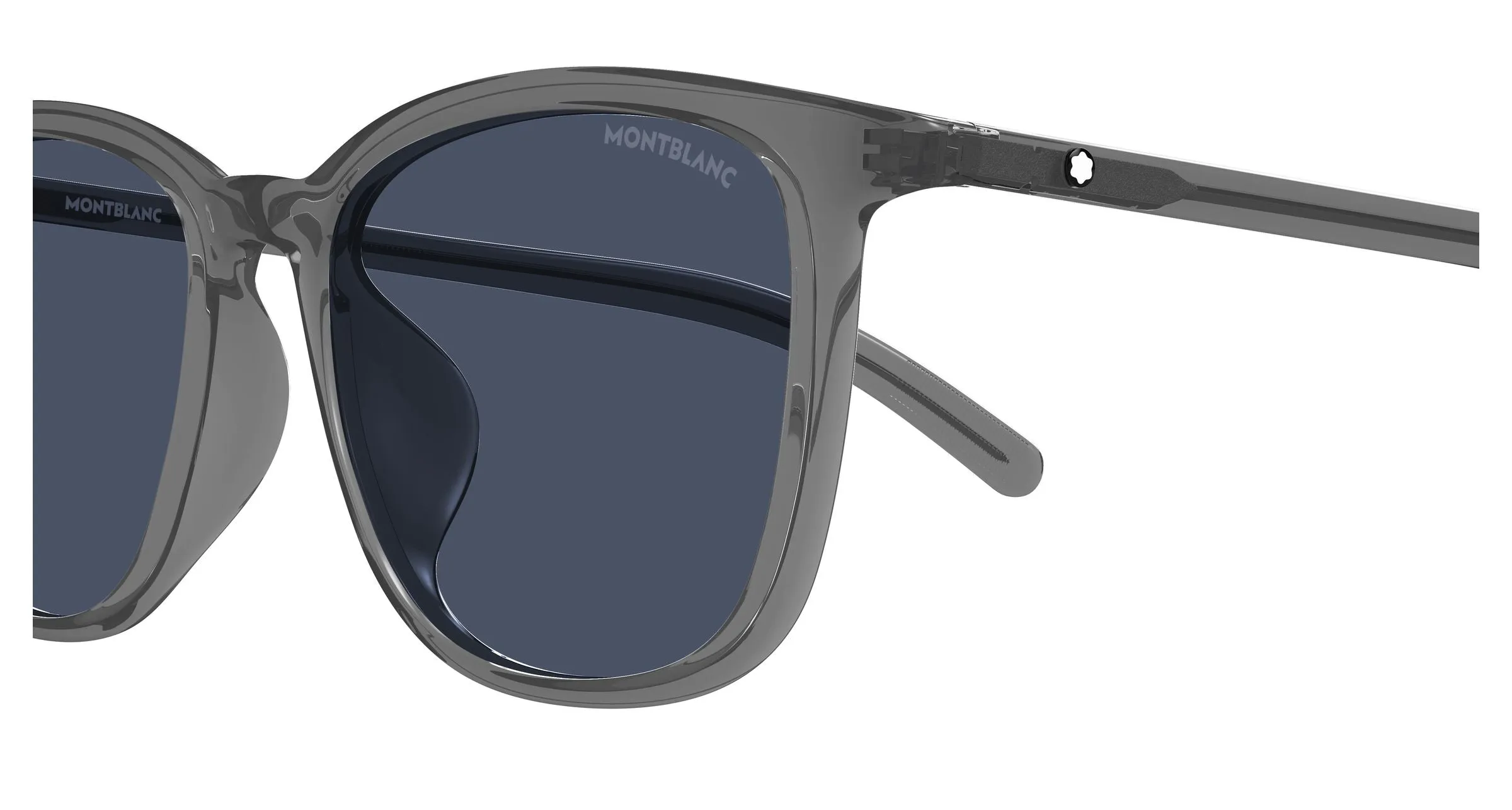 Montblanc MB0487SA 003 Occhiali da sole Grigio Blu Squadrata - immagine 3