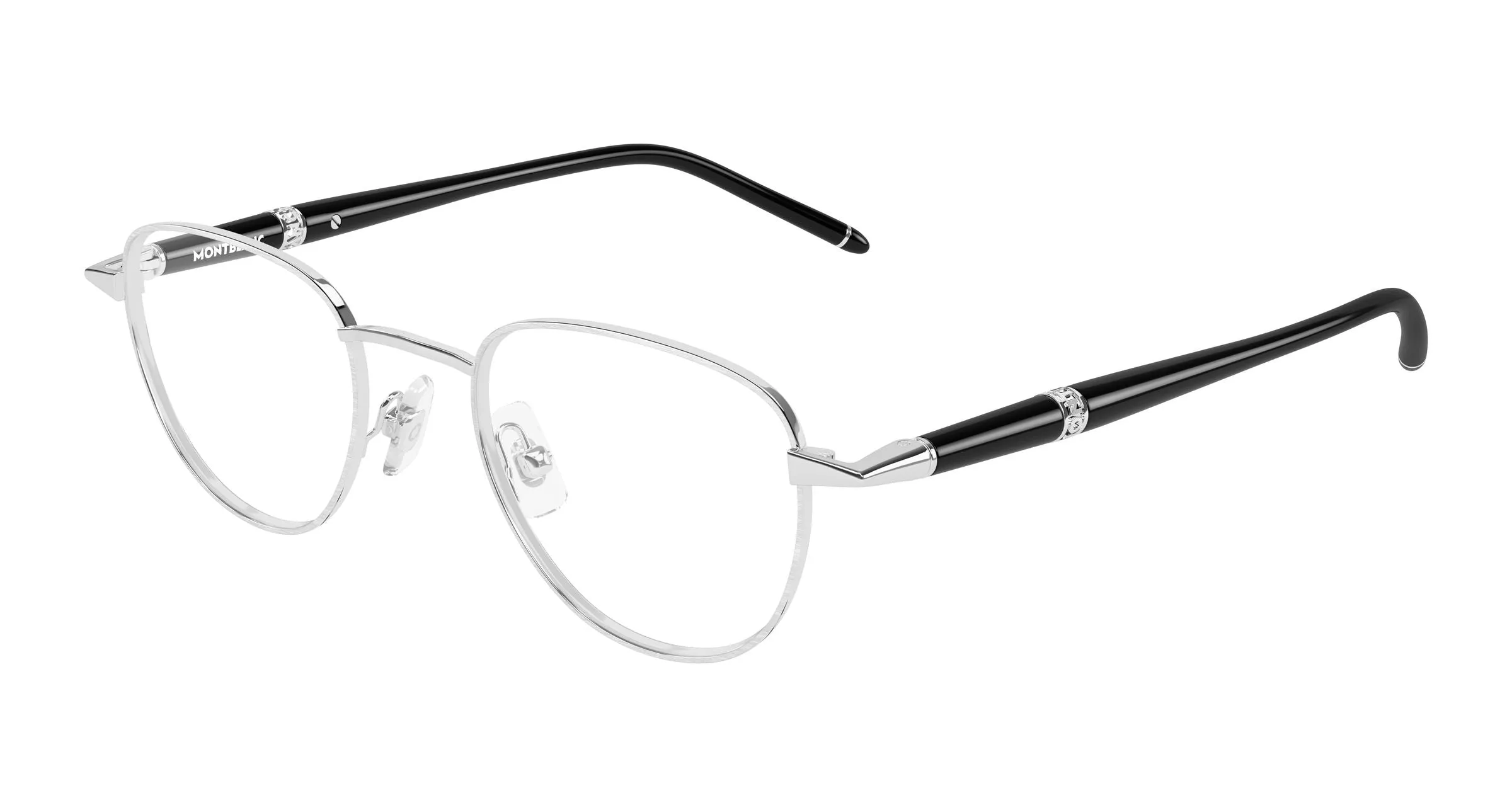 Montblanc MB0486O 004 Montature da vista Metallo Argento Trasparente Rotonda - immagine 1