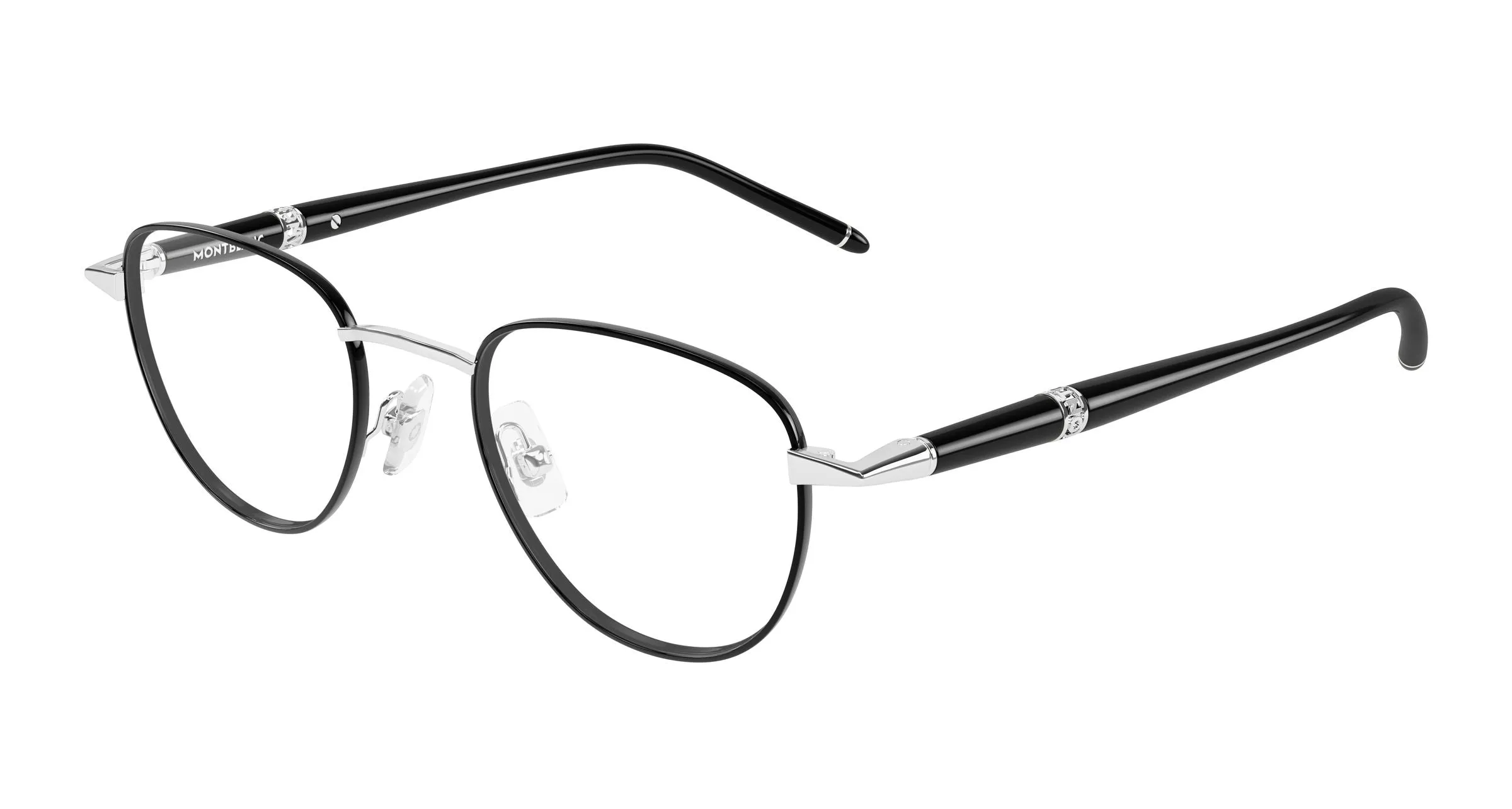Montblanc MB0486O 002 Montature da vista Metallo Argento Trasparente Rotonda - immagine 1