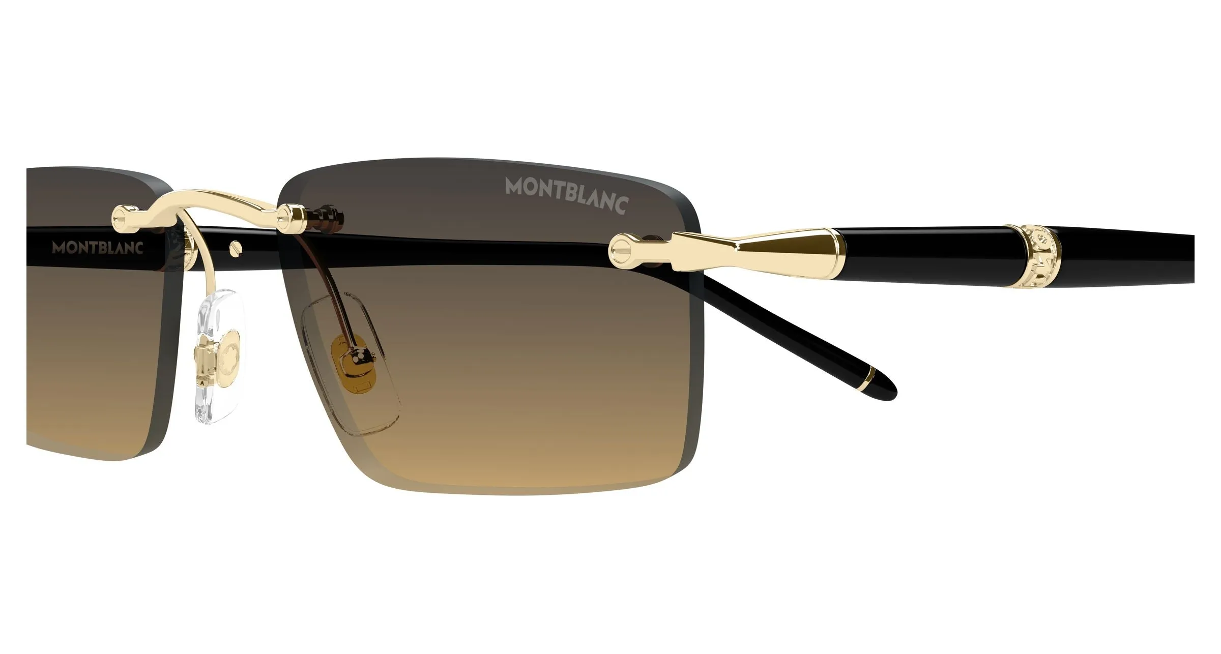 Montblanc MB0484S 002 Occhiali da sole Metallo Oro Arancione Squadrata - immagine 3