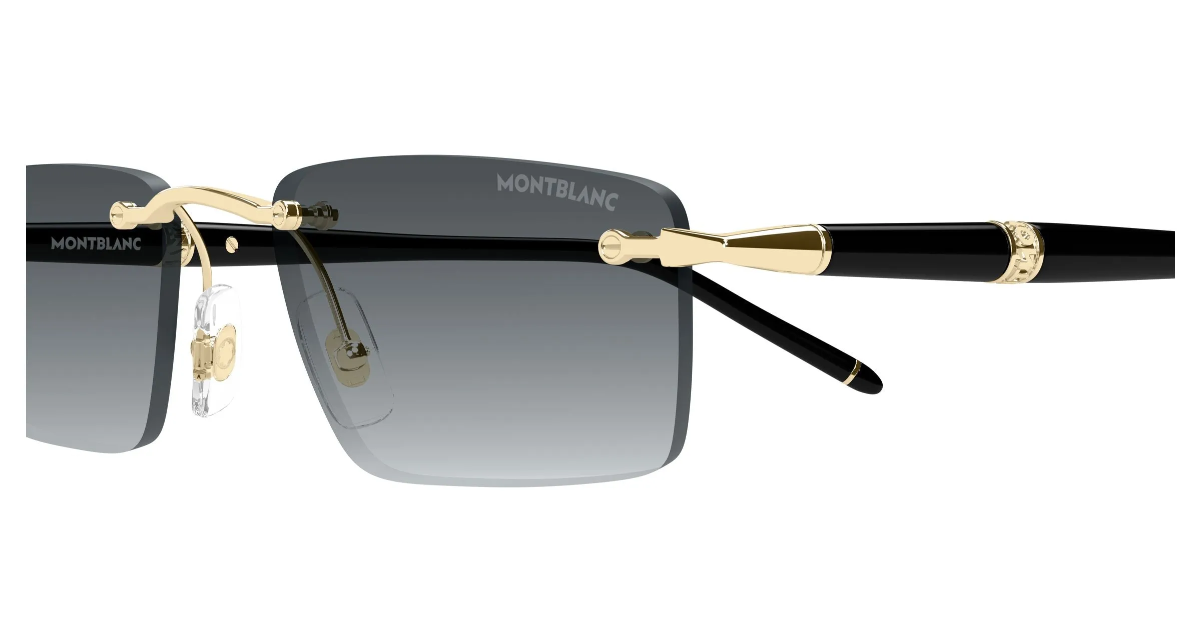 Montblanc MB0484S 001 Occhiali da sole Metallo Oro Grigio Squadrata - immagine 3