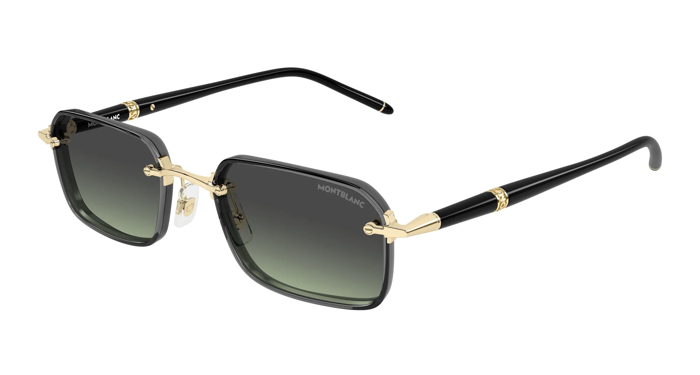 Montblanc MB0483S 004 Occhiali da sole Metallo Oro Grigio Squadrata - immagine 1