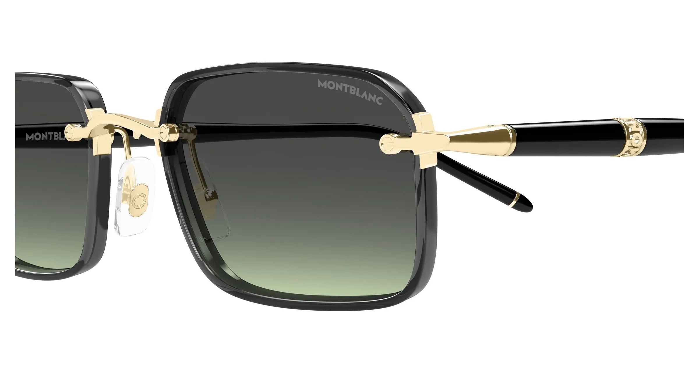 Montblanc MB0483S 004 Occhiali da sole Metallo Oro Grigio Squadrata - immagine 3