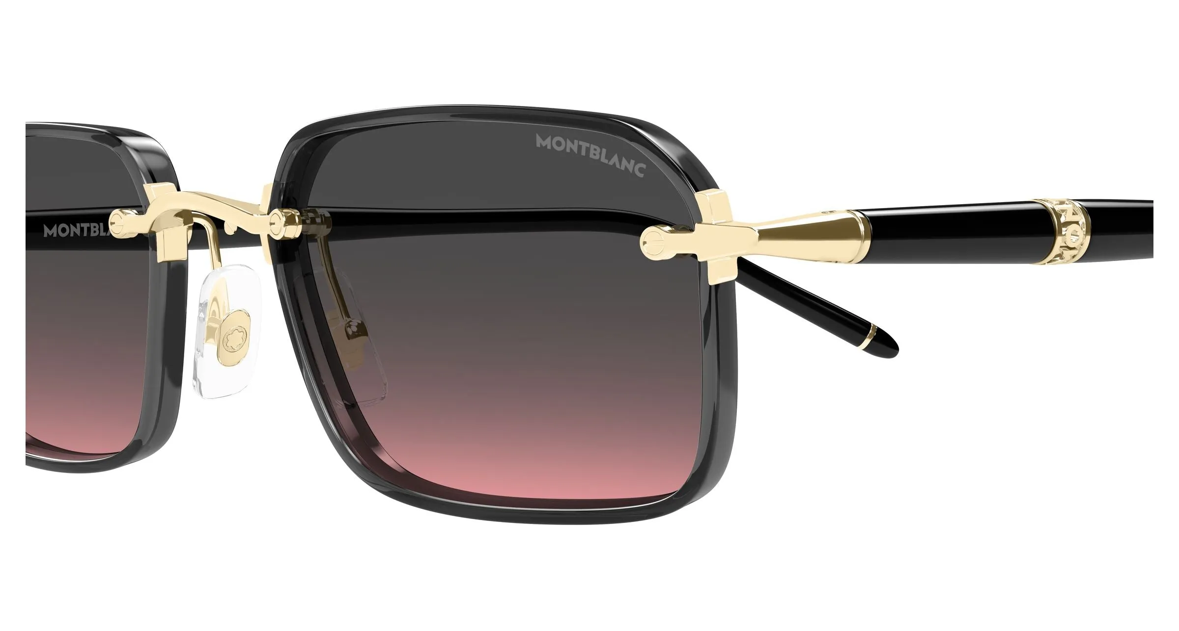 Montblanc MB0483S 003 Occhiali da sole Metallo Oro Grigio Squadrata - immagine 3