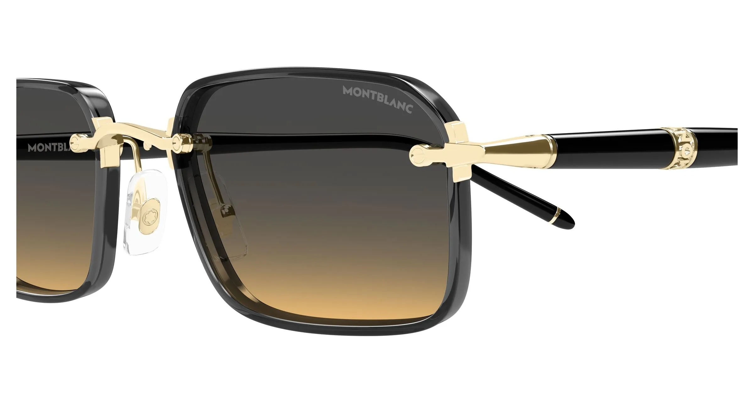 Montblanc MB0483S 002 Occhiali da sole Metallo Oro Grigio Squadrata - immagine 3