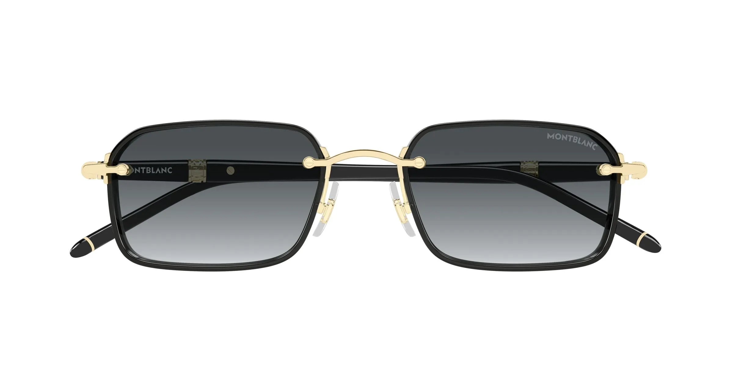 Montblanc MB0483S 001 Occhiali da sole Metallo Oro Grigio Squadrata - immagine 2