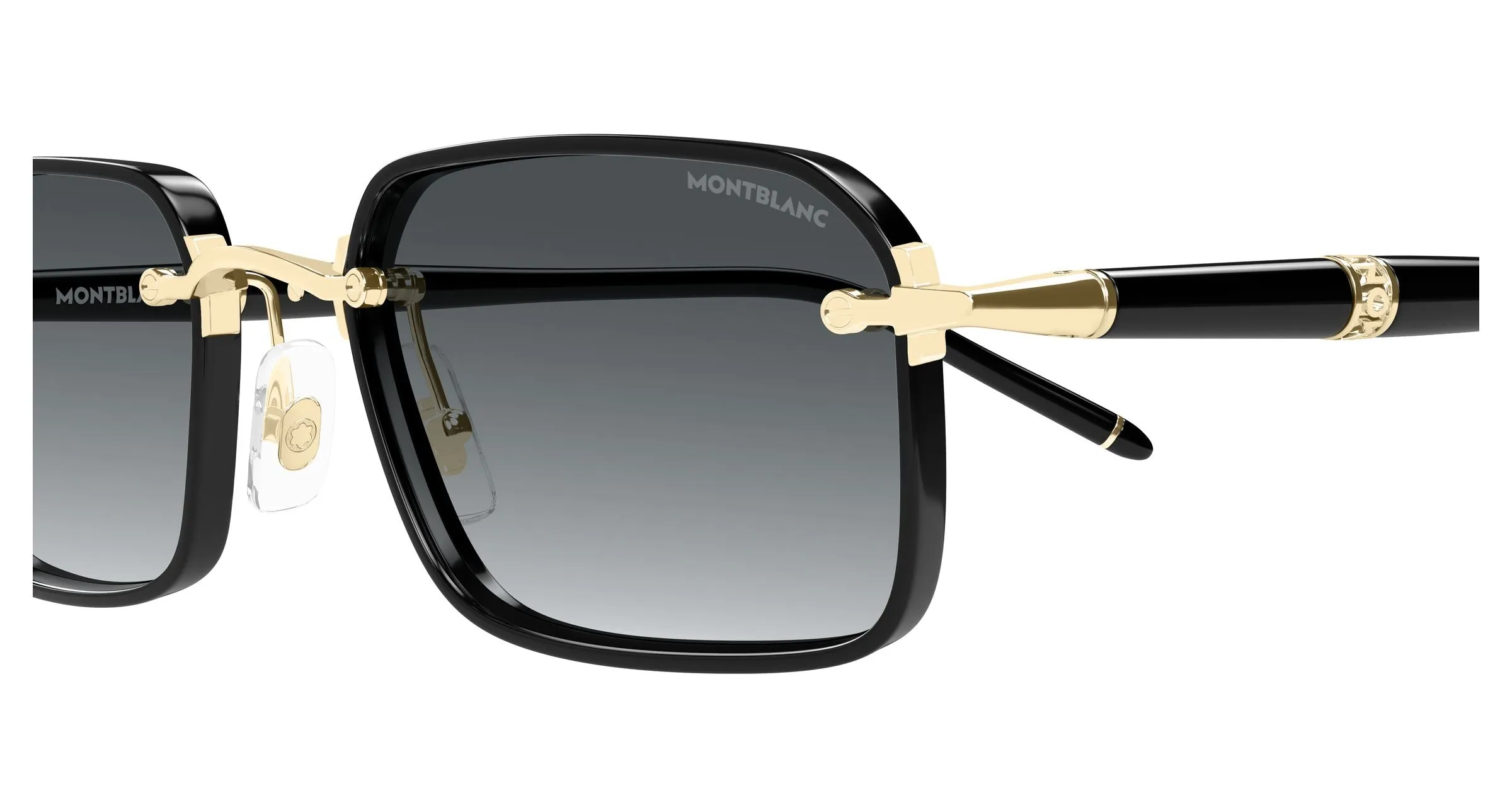 Montblanc MB0483S 001 Occhiali da sole Metallo Oro Grigio Squadrata - immagine 3