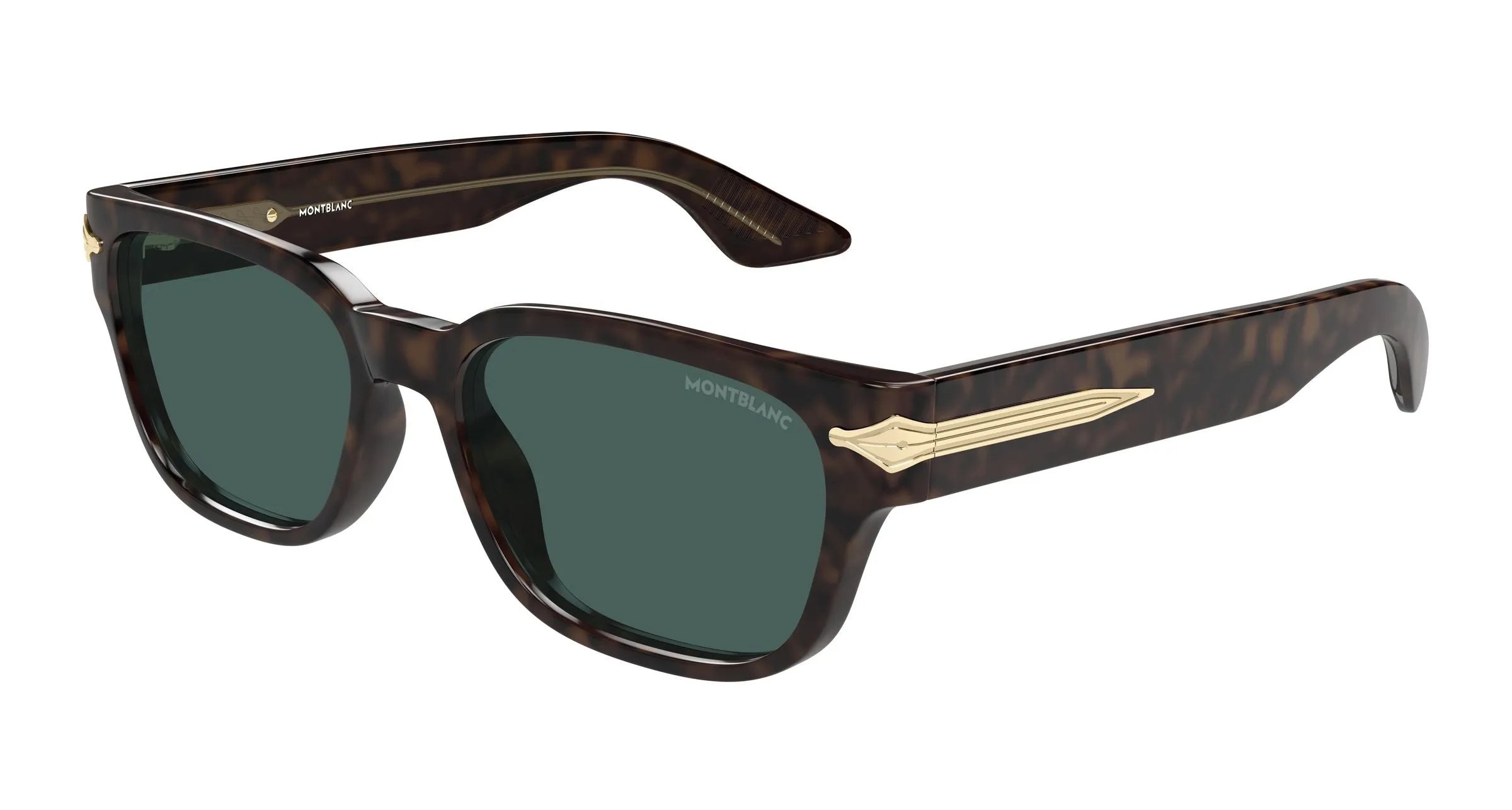 Montblanc MB0479S 002 Occhiali da sole Acetato Havana Verde Squadrata - immagine 1