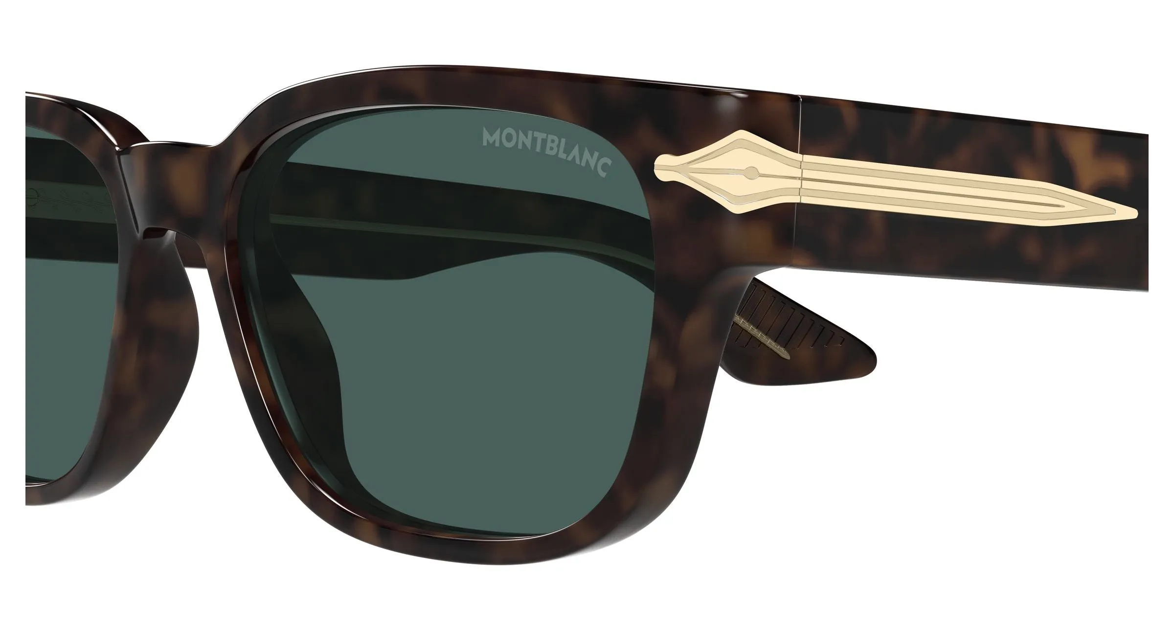 Montblanc MB0479S 002 Occhiali da sole Acetato Havana Verde Squadrata - immagine 3