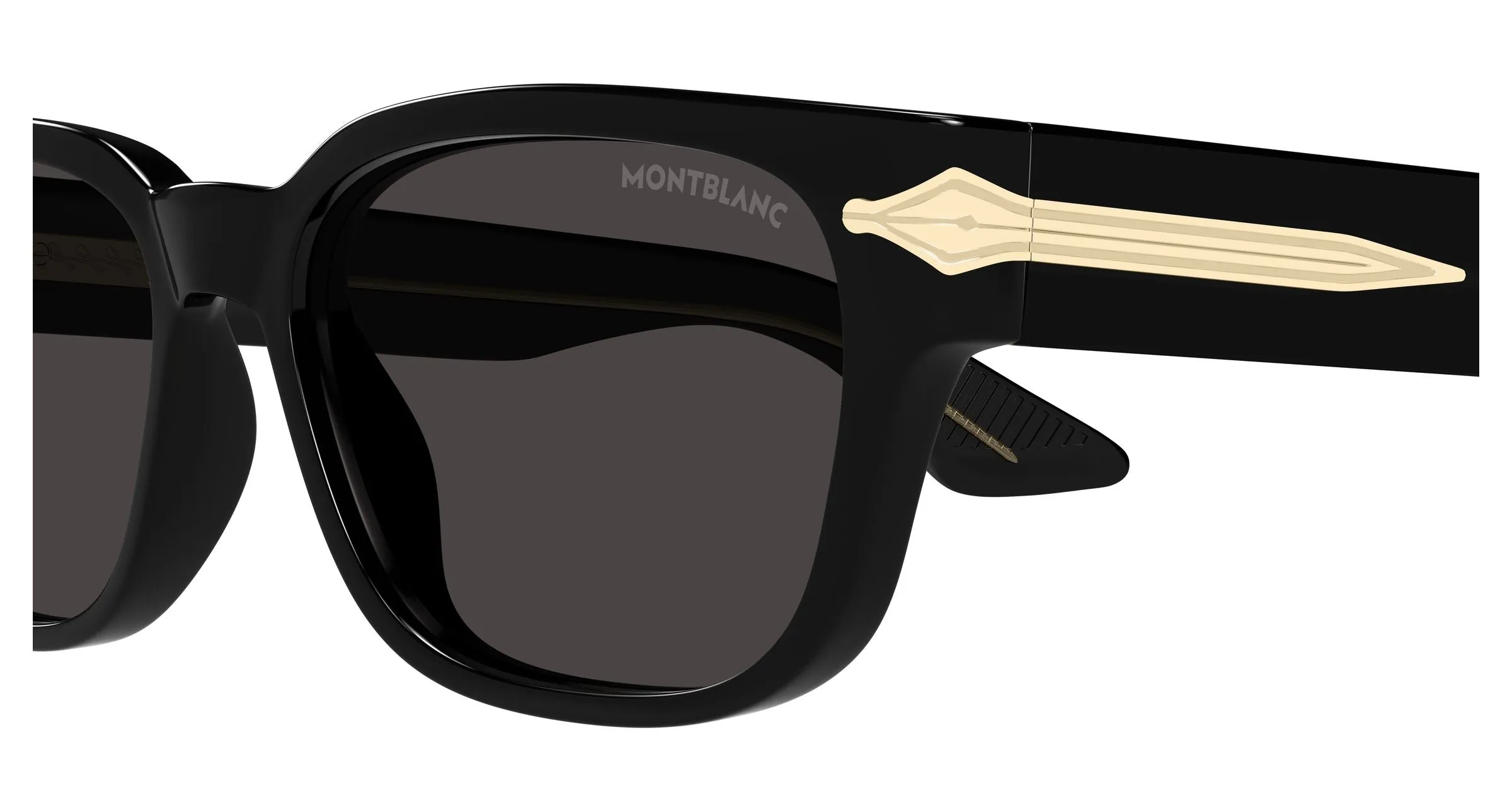 Montblanc MB0479S 001 Occhiali da sole Acetato Nero Grigio Squadrata - immagine 3