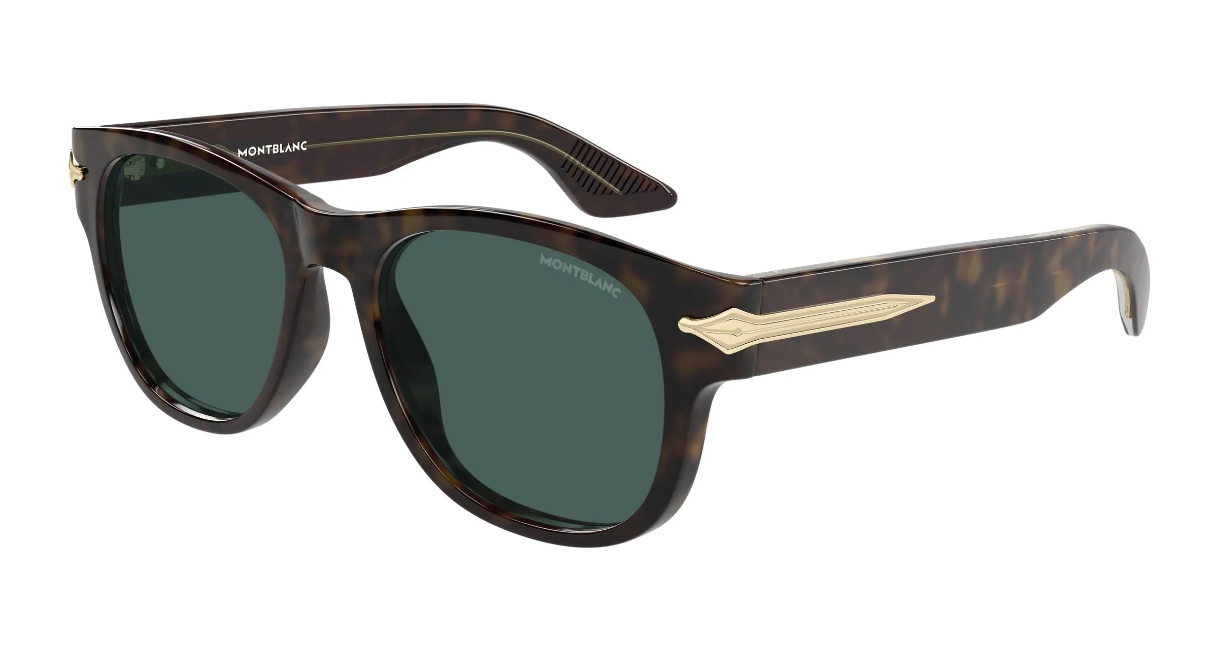 Montblanc MB0478S 002 Occhiali da sole Acetato Havana Verde Squadrata - immagine 1