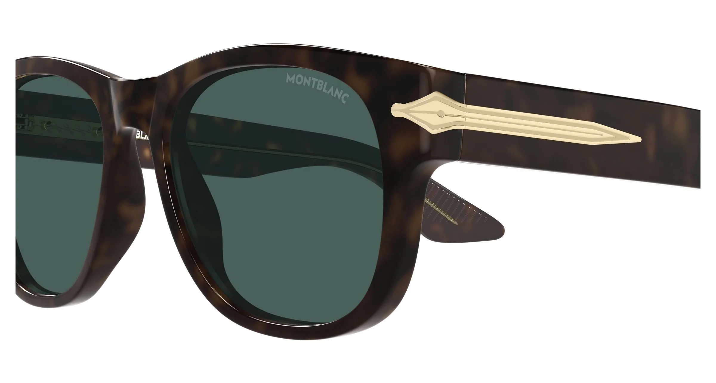 Montblanc MB0478S 002 Occhiali da sole Acetato Havana Verde Squadrata - immagine 3