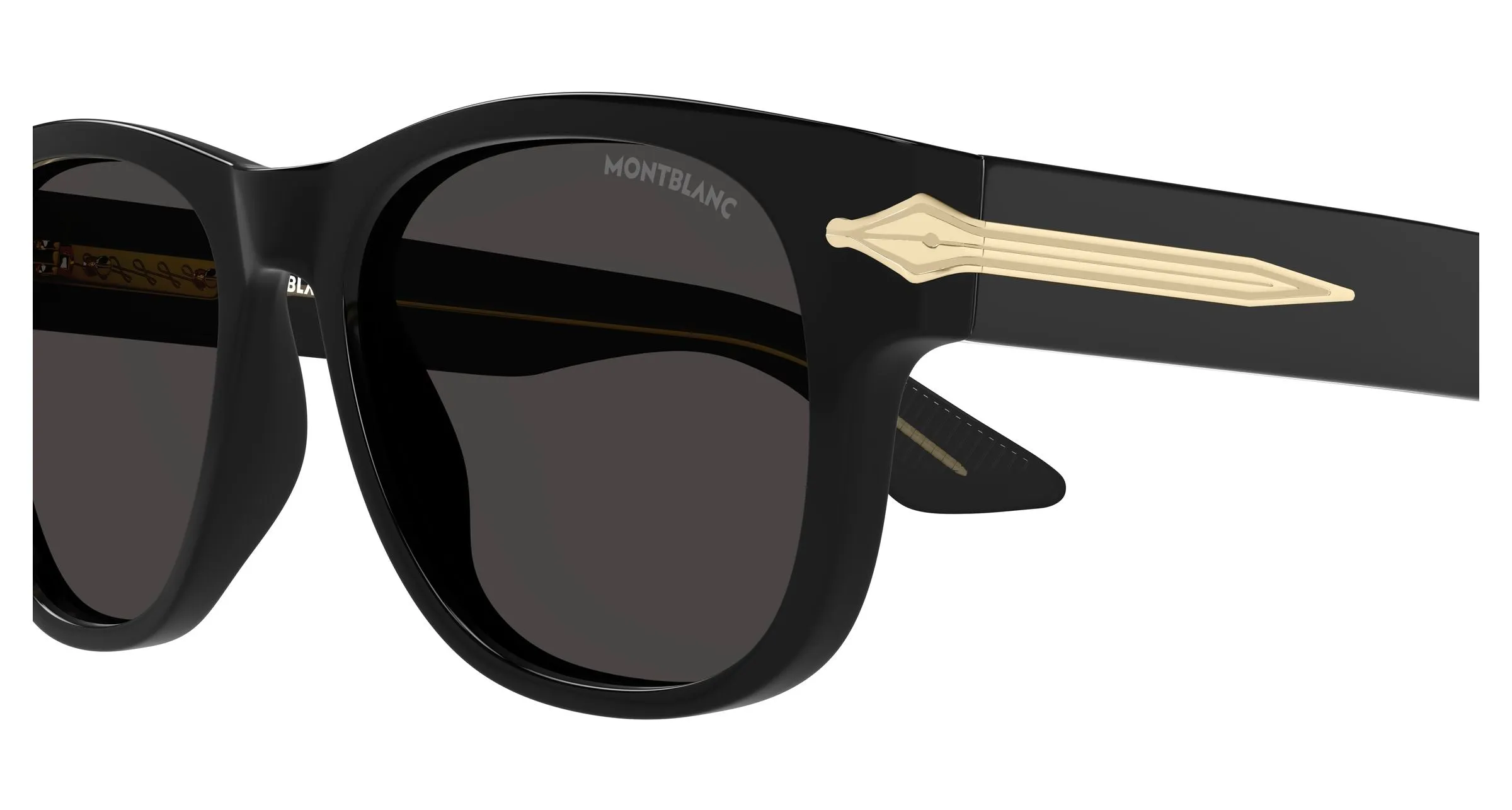 Montblanc MB0478S 001 Occhiali da sole Acetato Nero Grigio Squadrata - immagine 3
