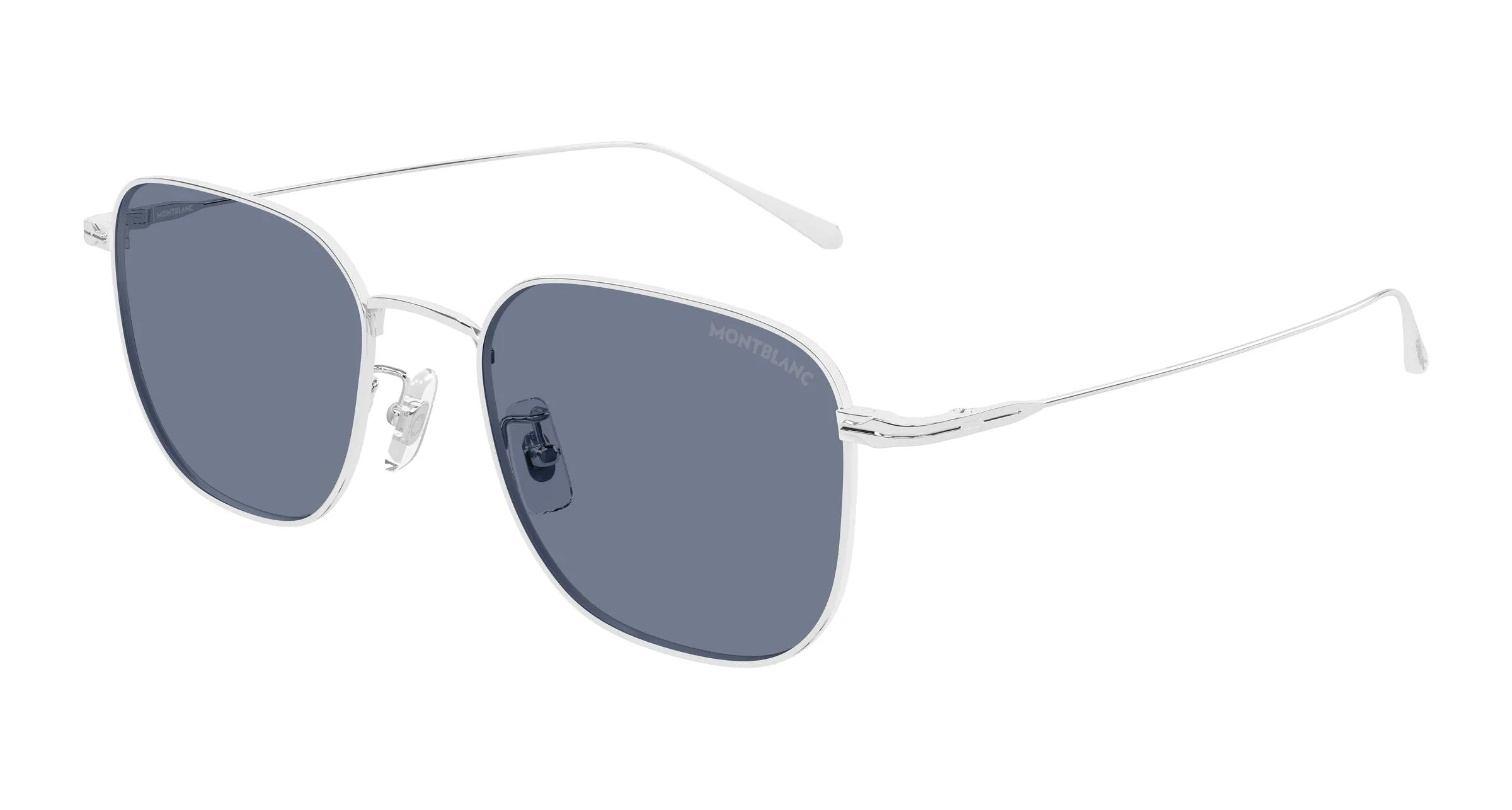 Montblanc MB0477SA 003 Occhiali da sole Metallo Argento Grigio Squadrata - immagine 1