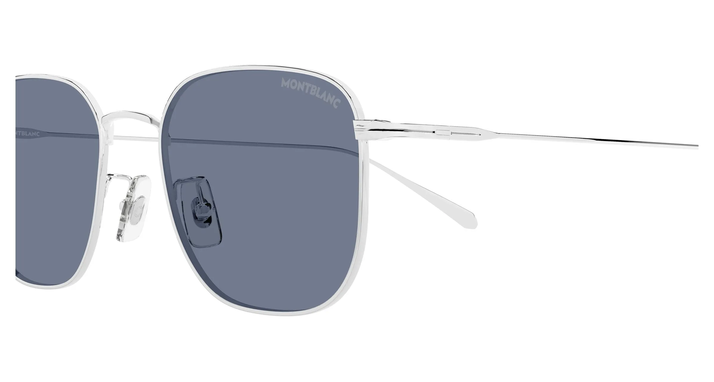Montblanc MB0477SA 003 Occhiali da sole Metallo Argento Grigio Squadrata - immagine 3