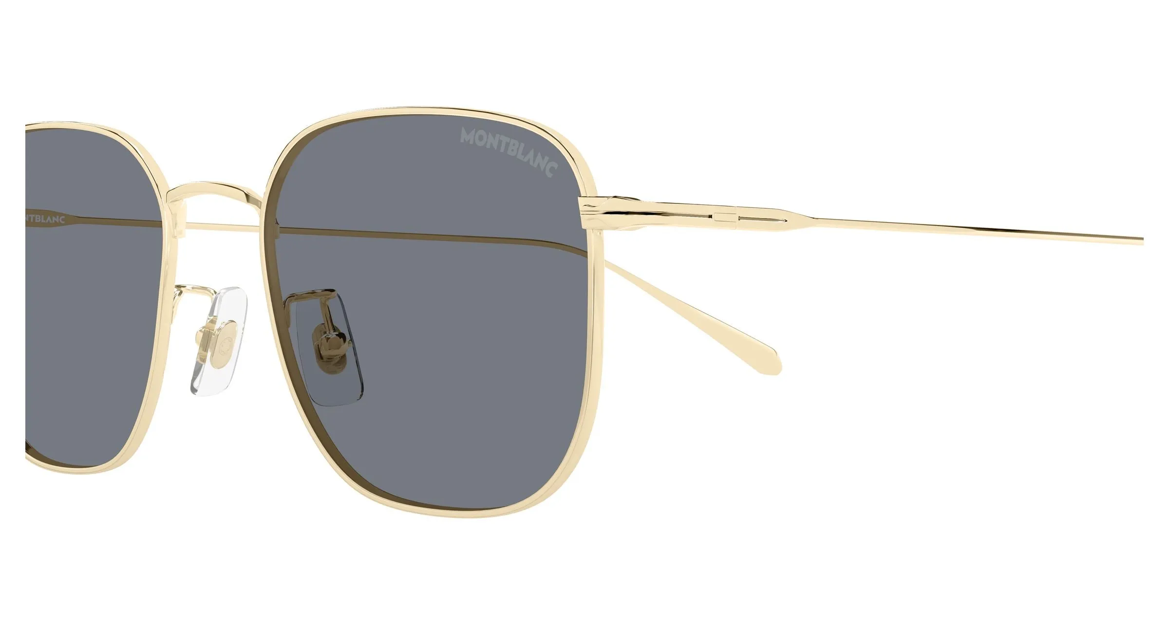 Montblanc MB0477SA 001 Occhiali da sole Metallo Oro Grigio Squadrata - immagine 3