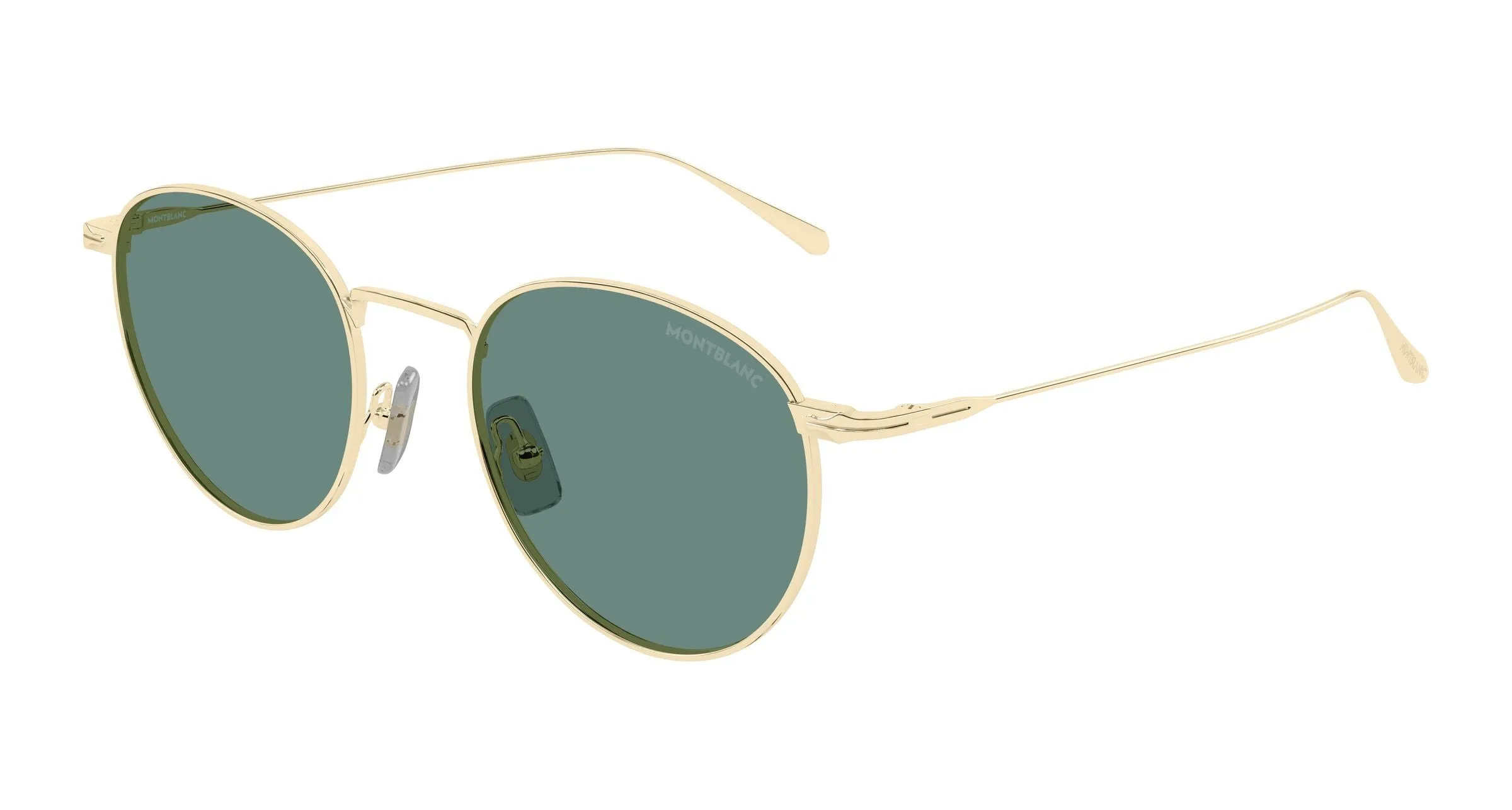 Montblanc MB0473S 004 Occhiali da sole Metallo Oro Verde Rotonda - immagine 1