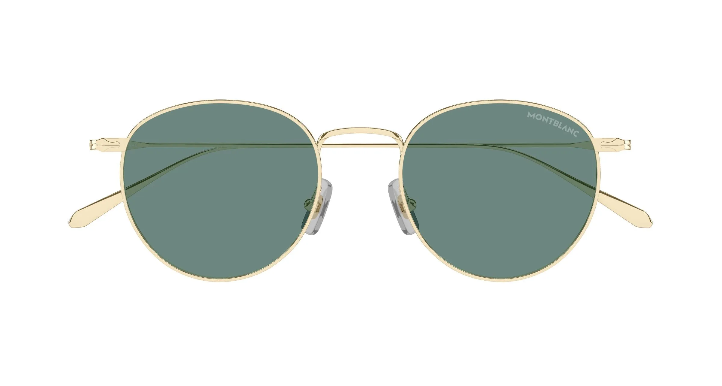 Montblanc MB0473S 004 Occhiali da sole Metallo Oro Verde Rotonda - immagine 2