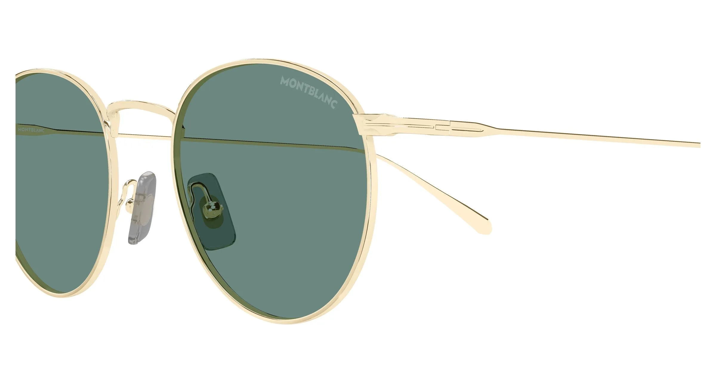 Montblanc MB0473S 004 Occhiali da sole Metallo Oro Verde Rotonda - immagine 3