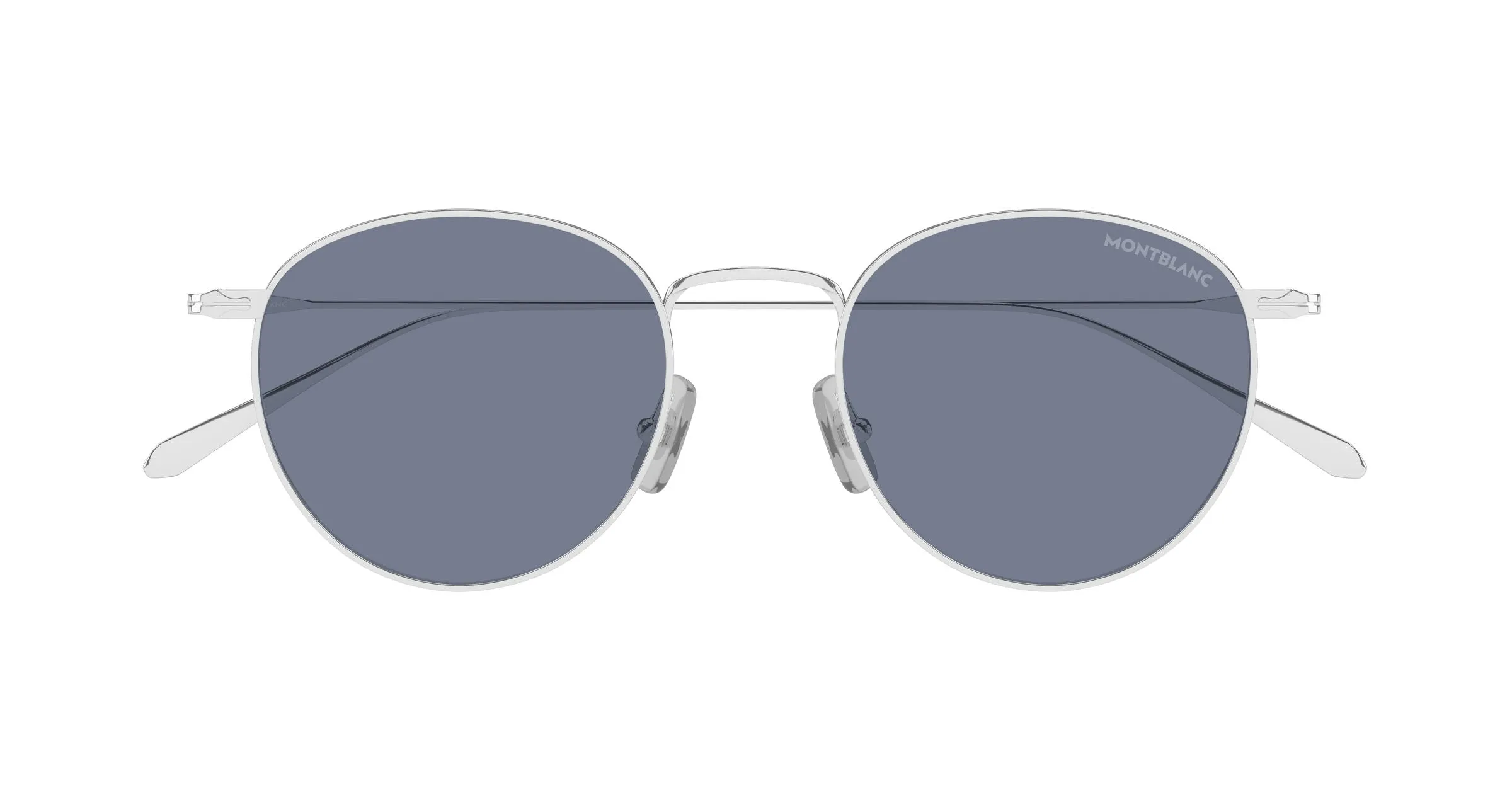 Montblanc MB0473S 003 Occhiali da sole Metallo Argento Grigio Rotonda - immagine 2