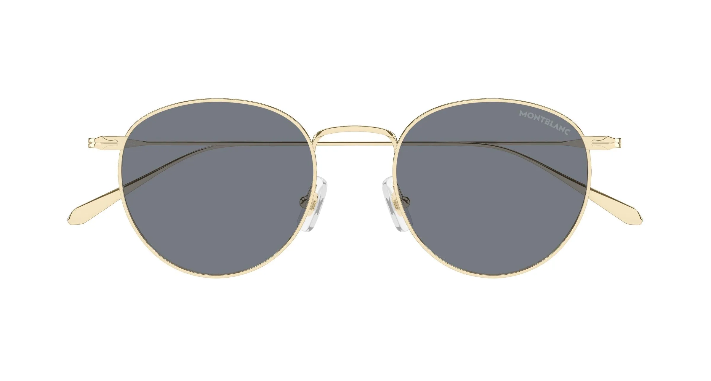 Montblanc MB0473S 001 Occhiali da sole Metallo Oro Grigio Rotonda - immagine 2