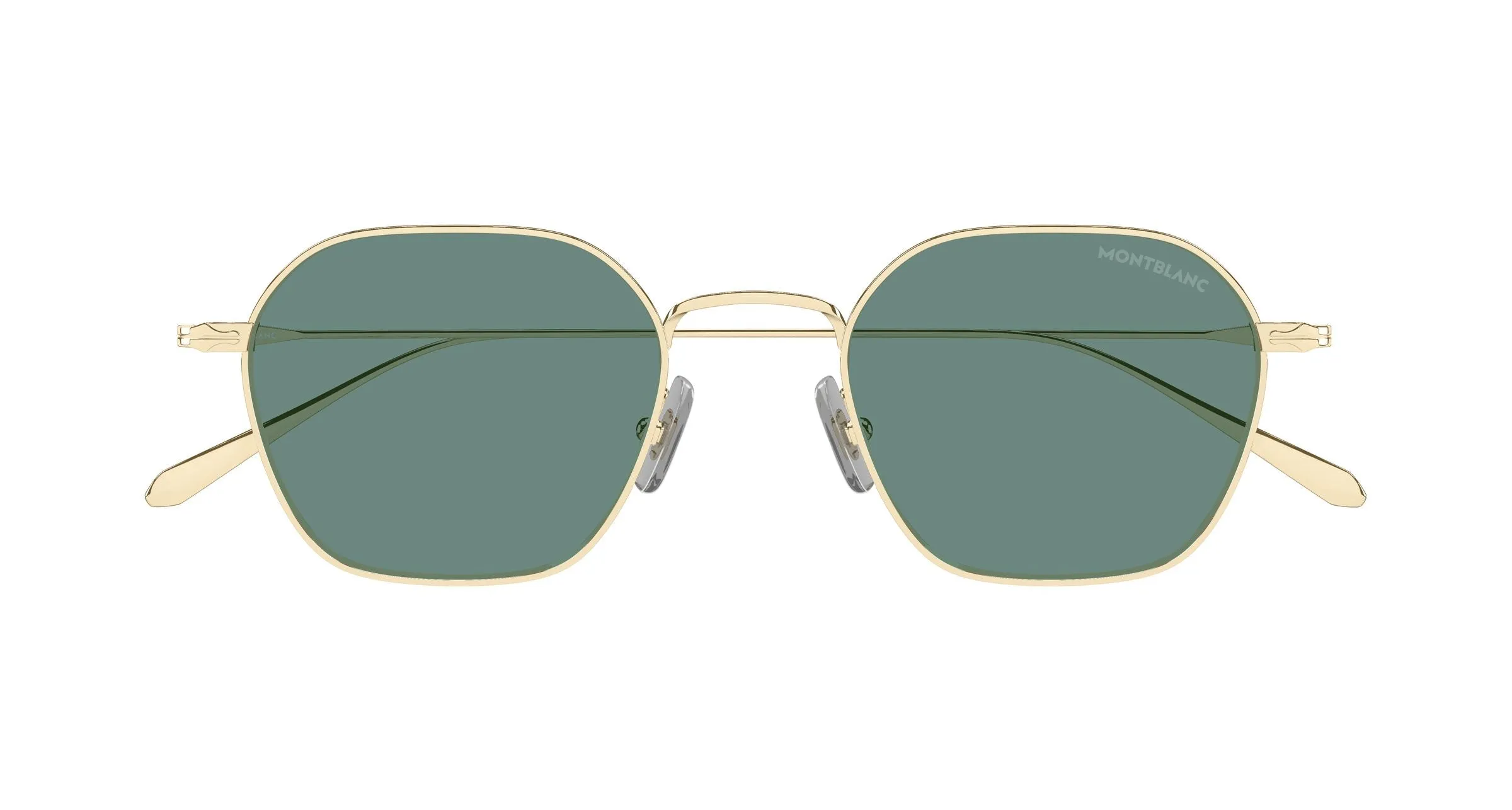 Montblanc MB0472S 004 Occhiali da sole Metallo Oro Verde Geometrica - immagine 2