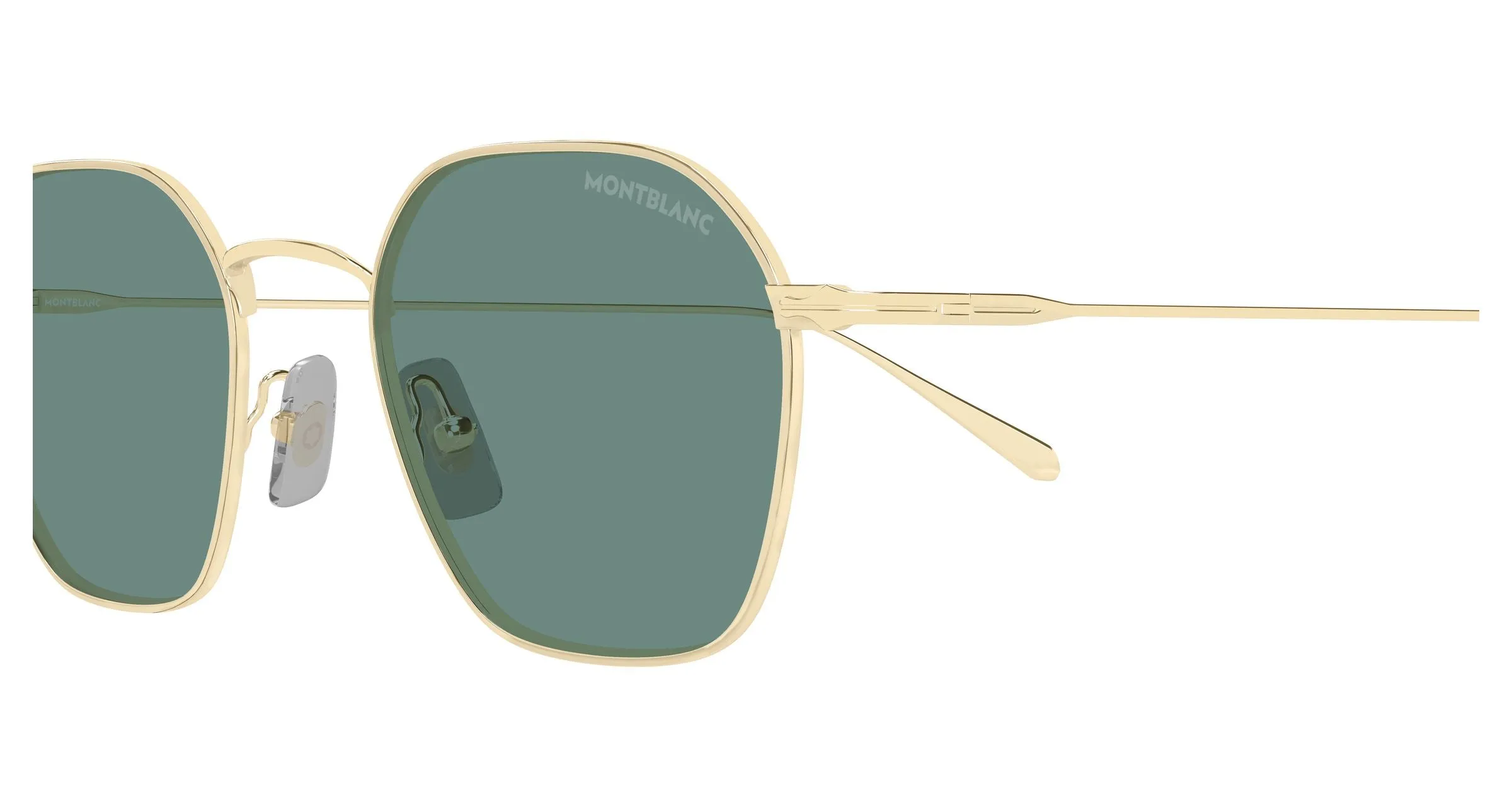 Montblanc MB0472S 004 Occhiali da sole Metallo Oro Verde Geometrica - immagine 3