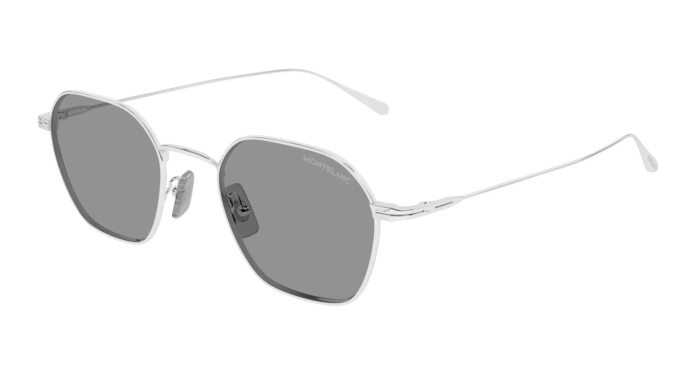 Montblanc MB0472S 002 Occhiali da sole Metallo Argento Grigio Geometrica - immagine 1