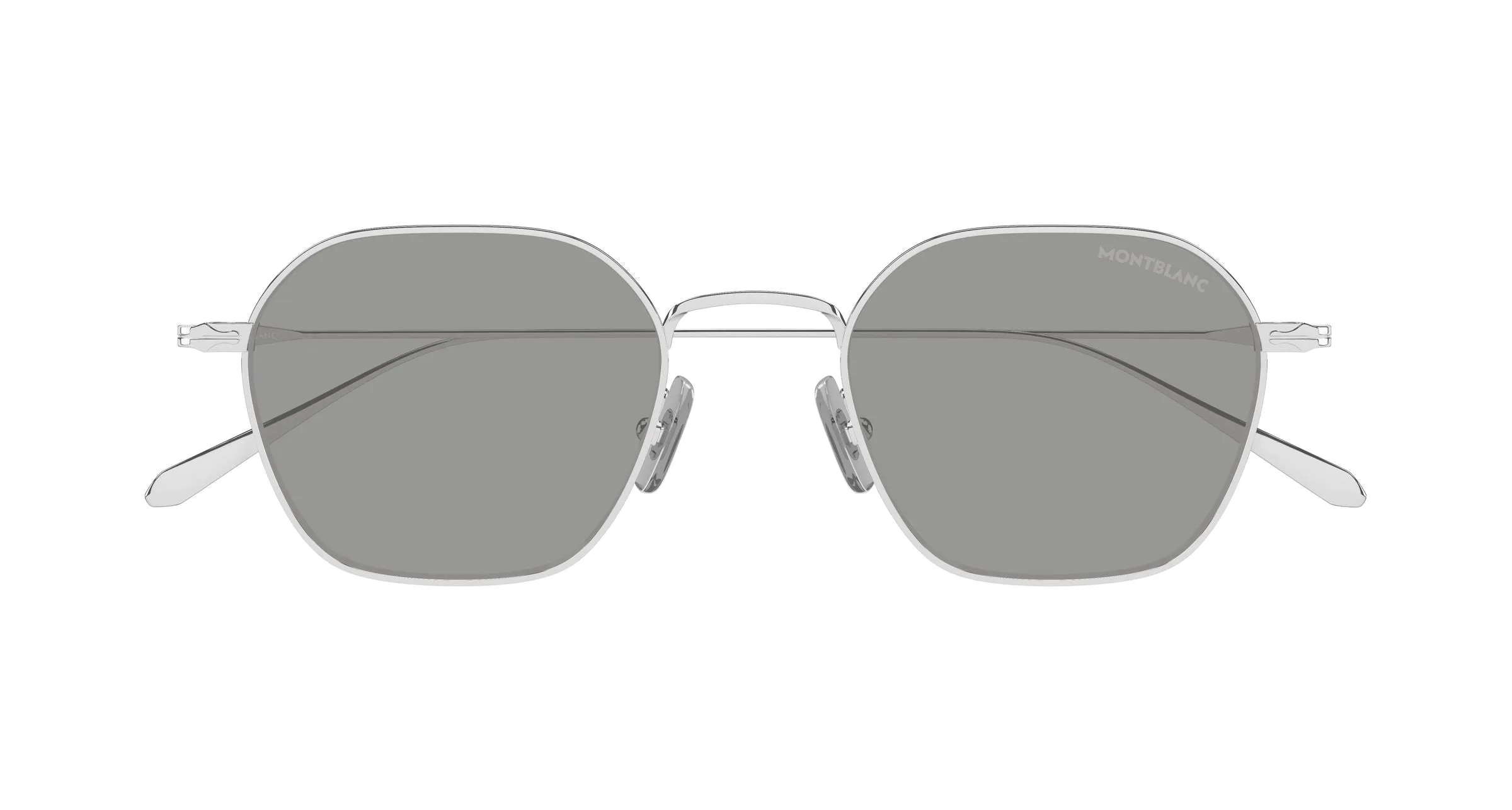 Montblanc MB0472S 002 Occhiali da sole Metallo Argento Grigio Geometrica - immagine 2