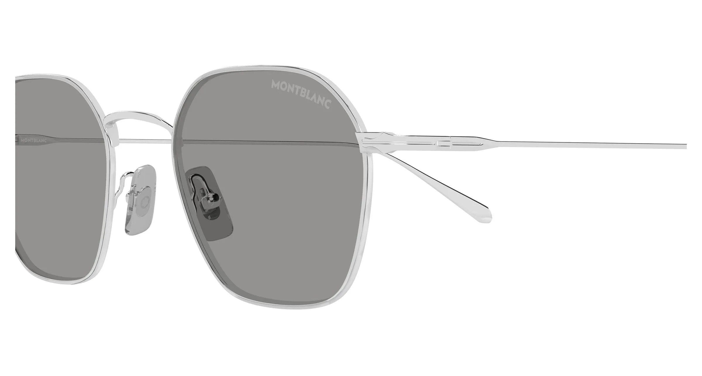 Montblanc MB0472S 002 Occhiali da sole Metallo Argento Grigio Geometrica - immagine 3